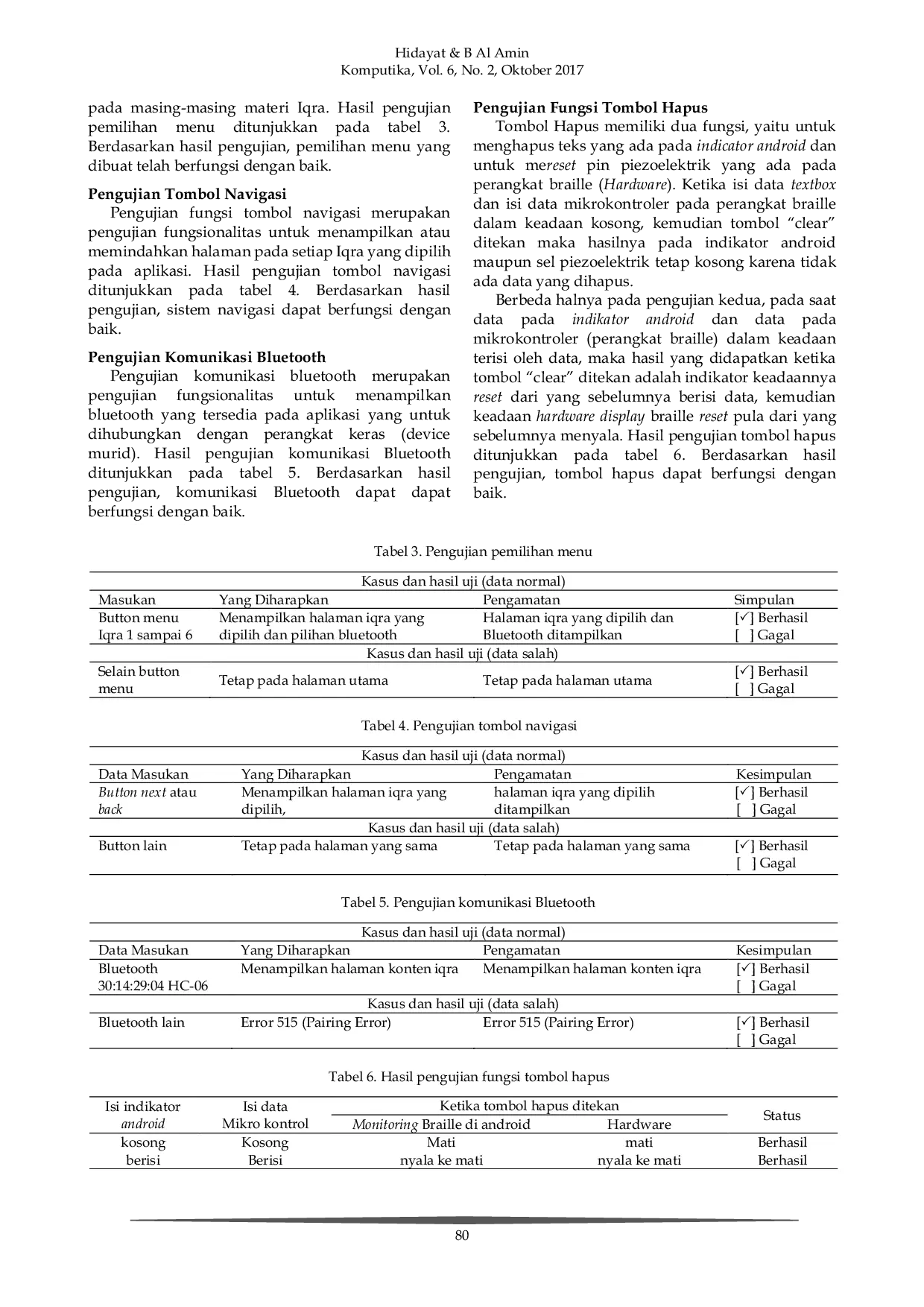JURIS Perancangan dan Implementasi Iqra Braille Elektronik Berbasis Mikrokontroler dan Android
