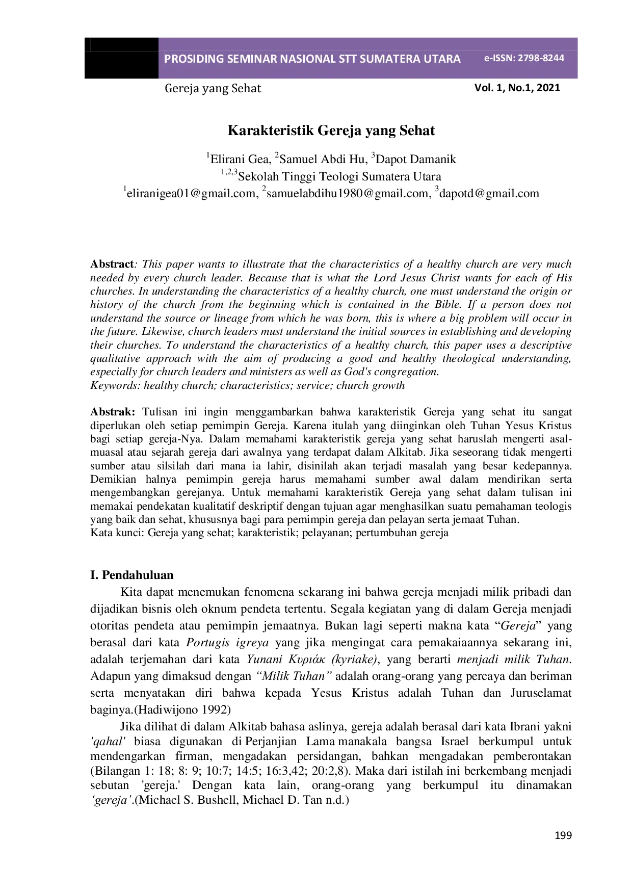 JURIS Karakteristik Gereja yang Sehat