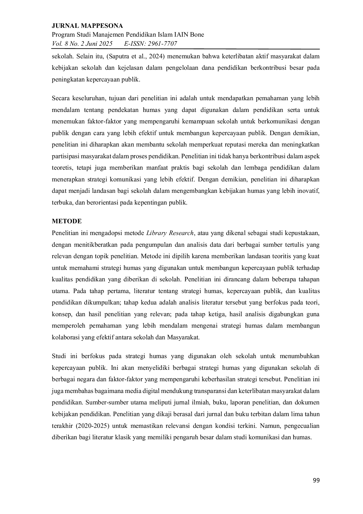 JURIS Strategi Humas dalam Membangun Kepercayaan Publik terhadap Mutu Pendidikan di Sekolah