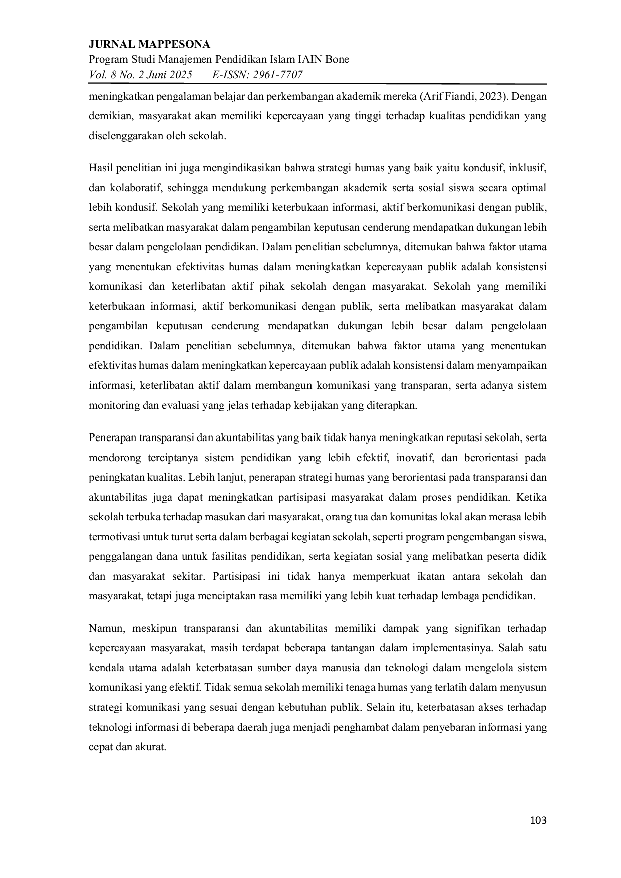 JURIS Strategi Humas dalam Membangun Kepercayaan Publik terhadap Mutu Pendidikan di Sekolah