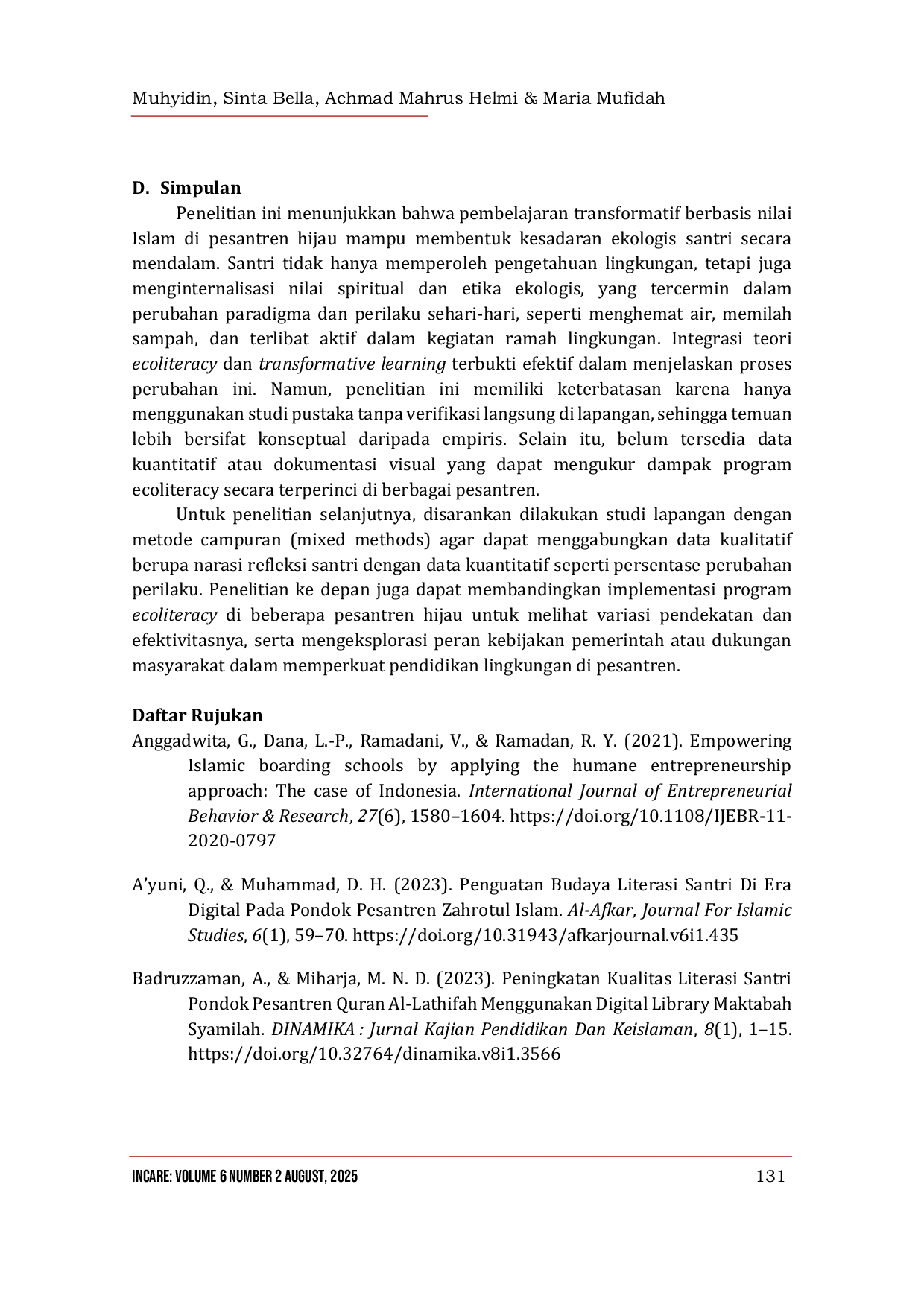 JURIS Ecoliterasi Santri Transformasi Kesadaran Lingkungan di Pesantren Hijau Indonesia