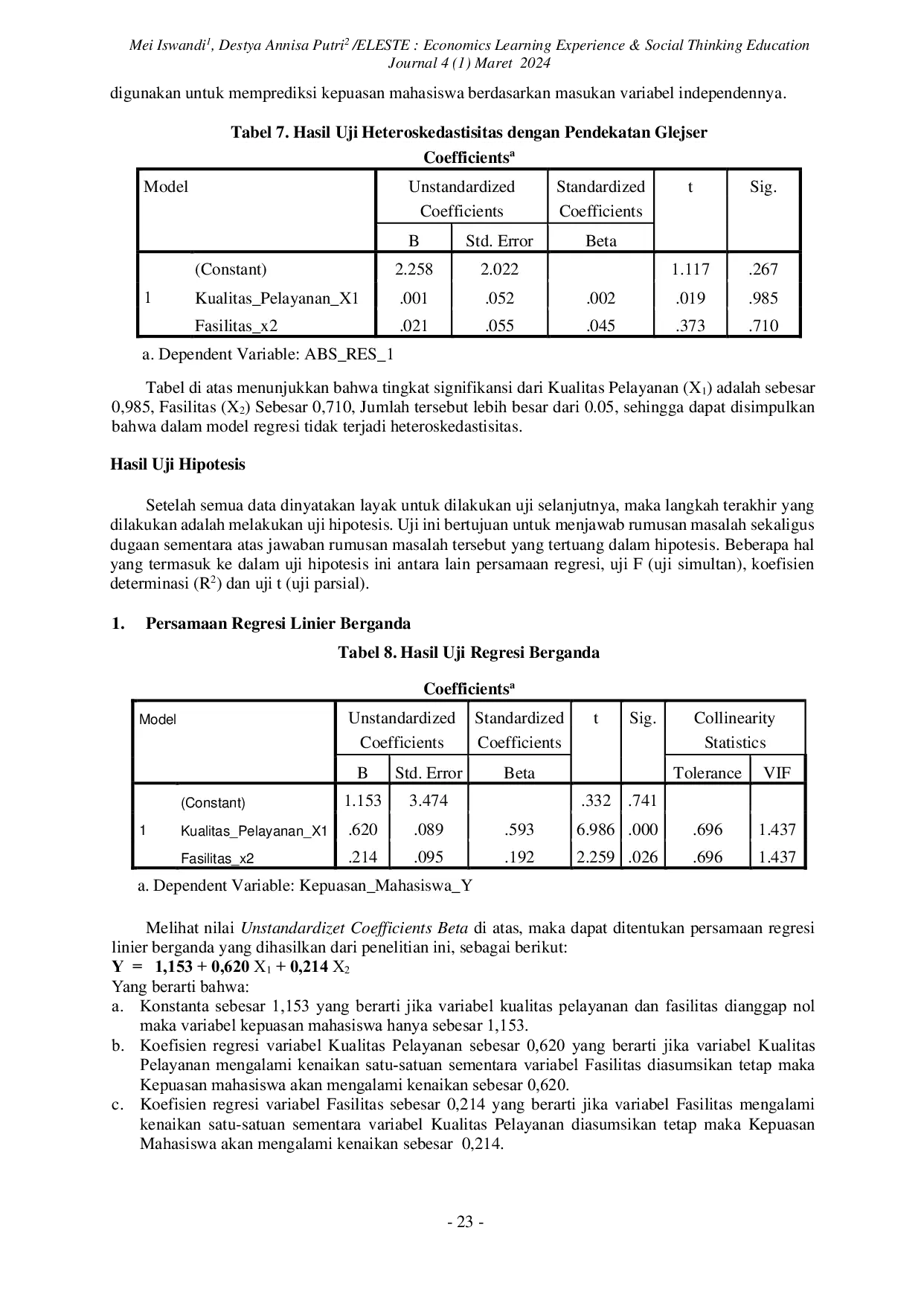 JURIS Pengaruh Kualitas Pelayanan dan Fasilitas Terhadap Kepuasan Mahasiswa STIE