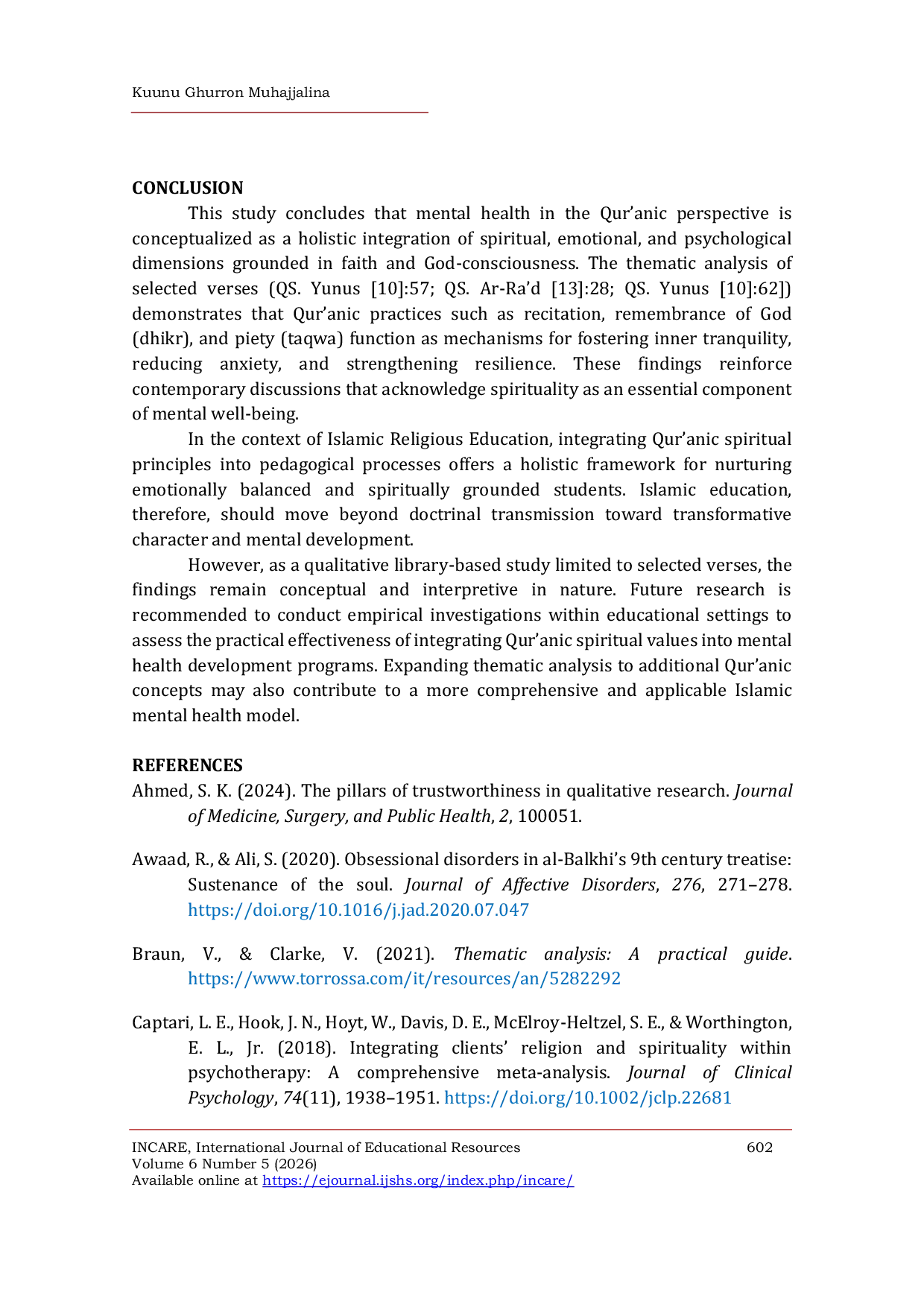 JURIS Mental Health from a Qur anic Perspective Conceptual Foundations and Implications for Islamic Religious Education