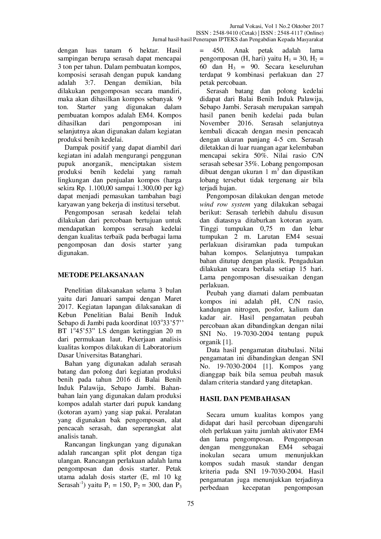 JURIS Pemanfaatan Serasah Kedelai Sebagai Bahan Kompos