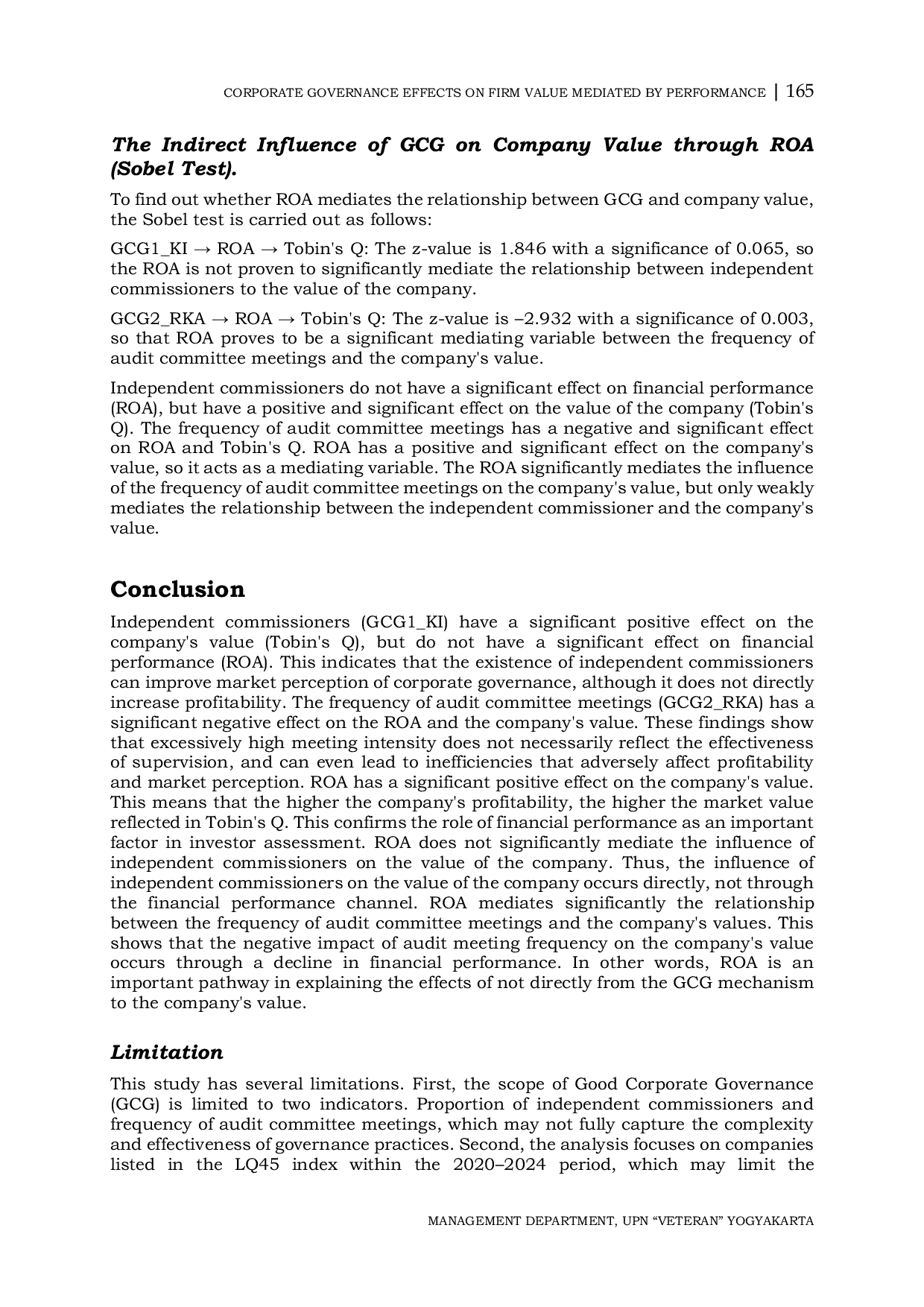 JURIS The Determinant of Good Corporate Governance on Firm Value The Mediation Role of Financial Performance