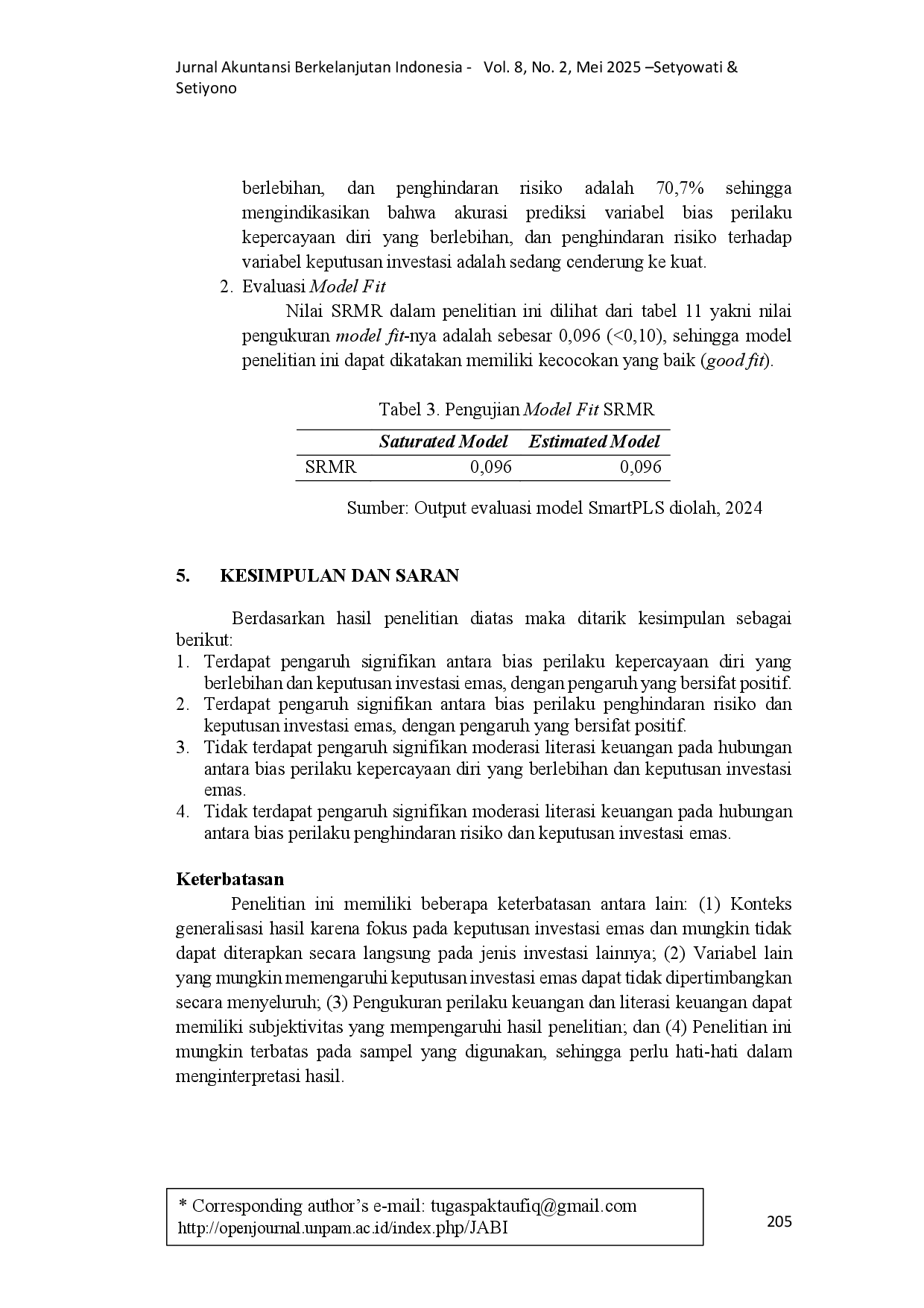 juris Literasi Keuangan Memoderasi Pengaruh Overconfidence dan Risk Aversion Terhadap Keputusan Investasi Emas