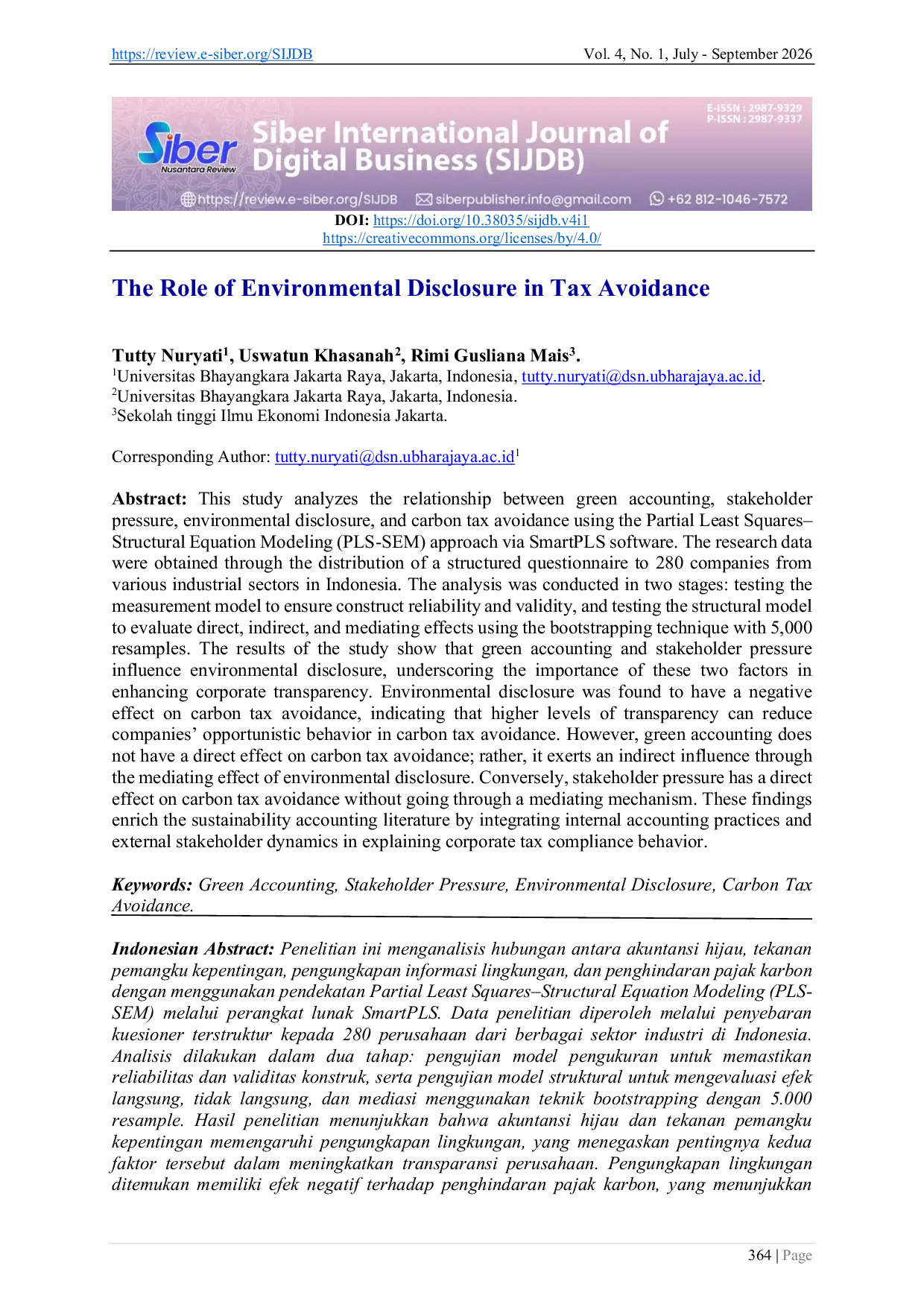 JURIS The Role of Environmental Disclosure in Tax Avoidance