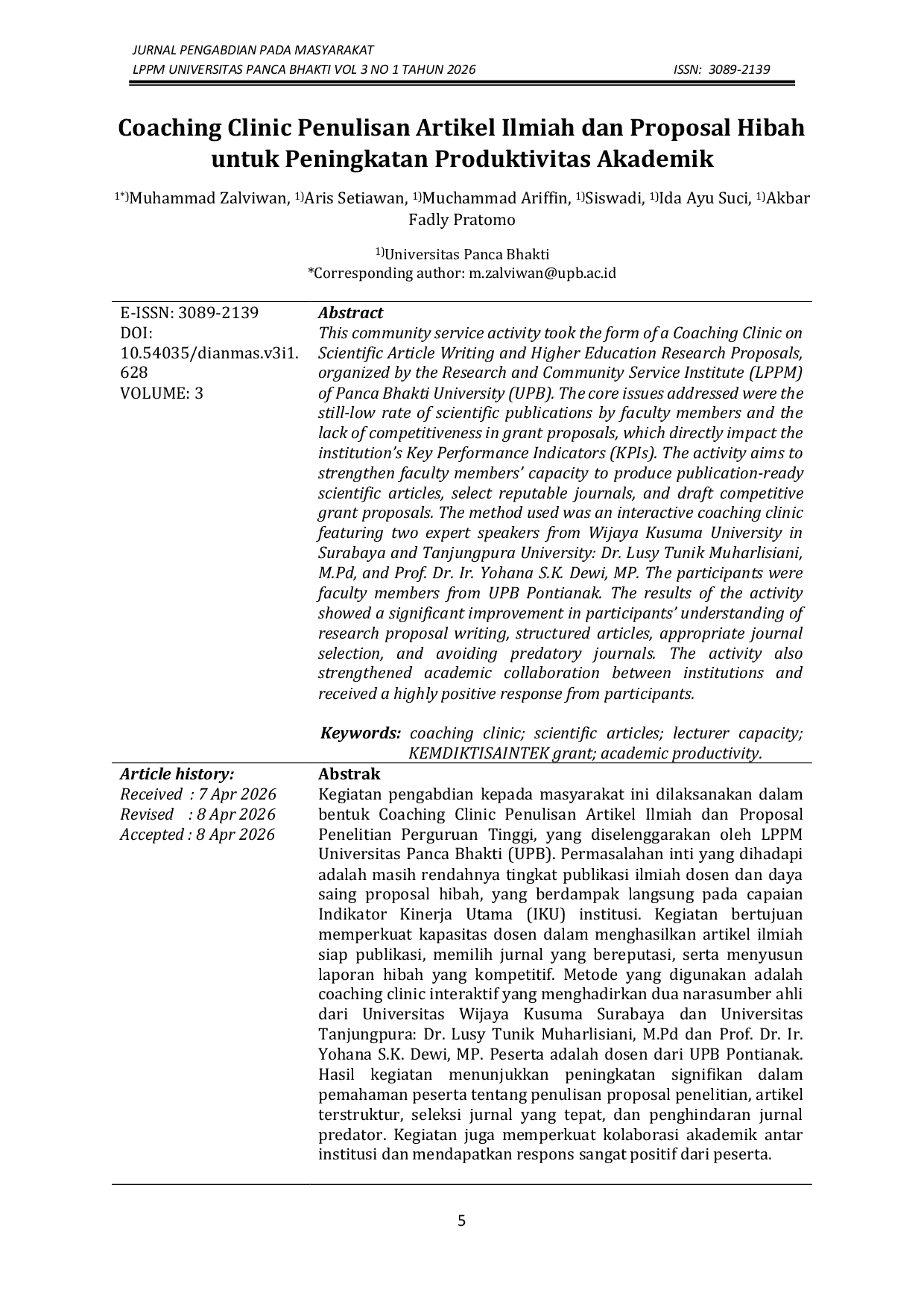 JURIS Coaching Clinic Penulisan Artikel Ilmiah dan Proposal Hibah untuk Peningkatan Produktivitas Akademik