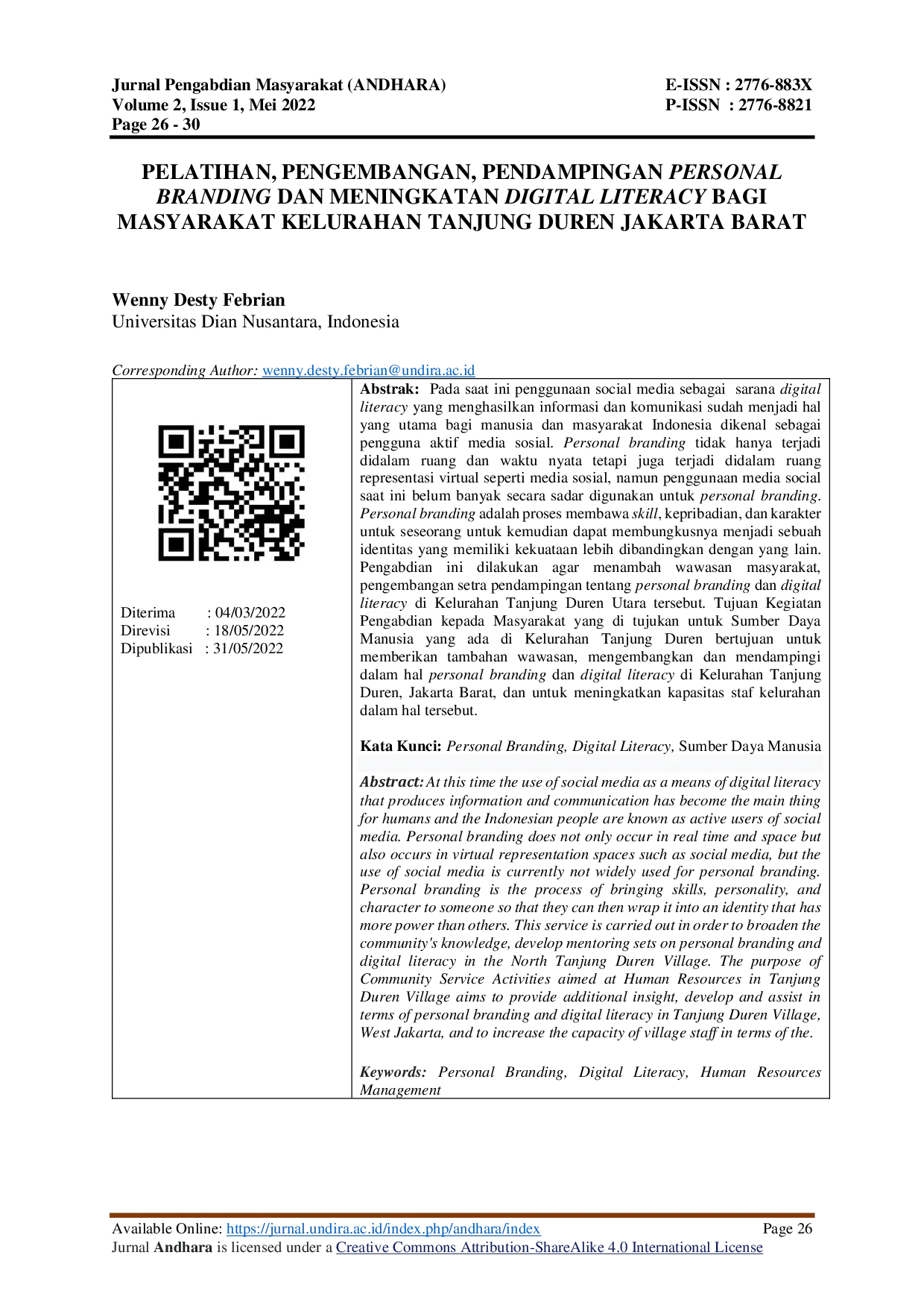 JURIS Pelatihan Pengembangan dan Pendampingan Personal Branding dan Meningkatkan Digital Literacy bagi Masyarakat Kelurahan Tanjung Duren Jakarta Barat