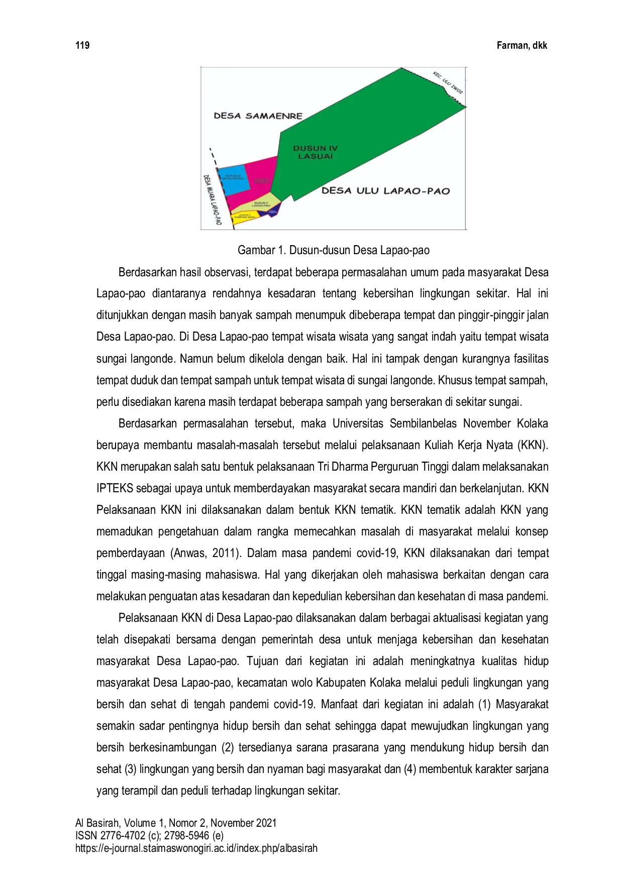 JURIS KKN Tematik Peningkatan Kualitas Hidup Bersih dan Sehat Masyarakat Desa Lapao Pao Kabupaten Kolaka