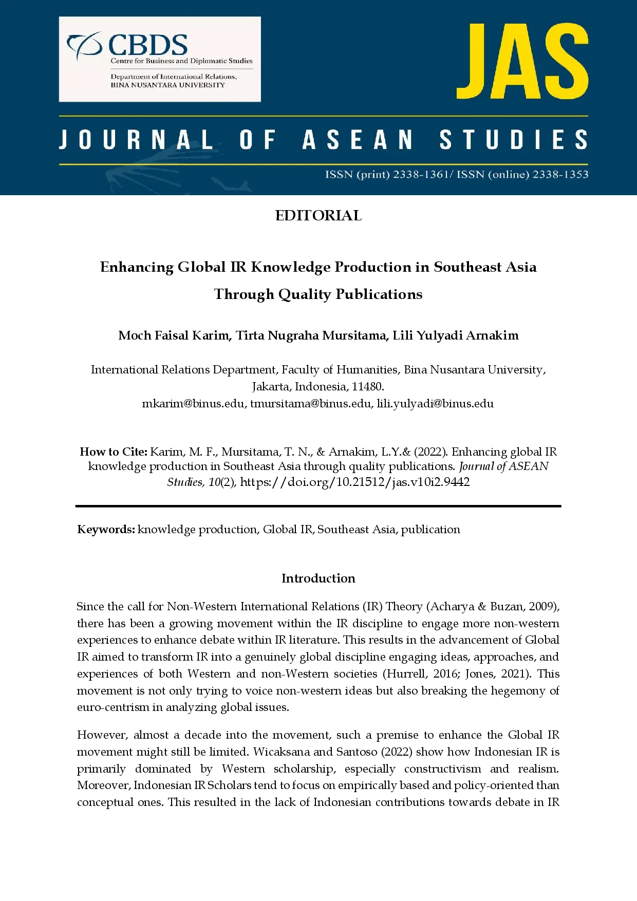 juris Enhancing Global IR Knowledge Production in Southeast Asia Through Quality Publications