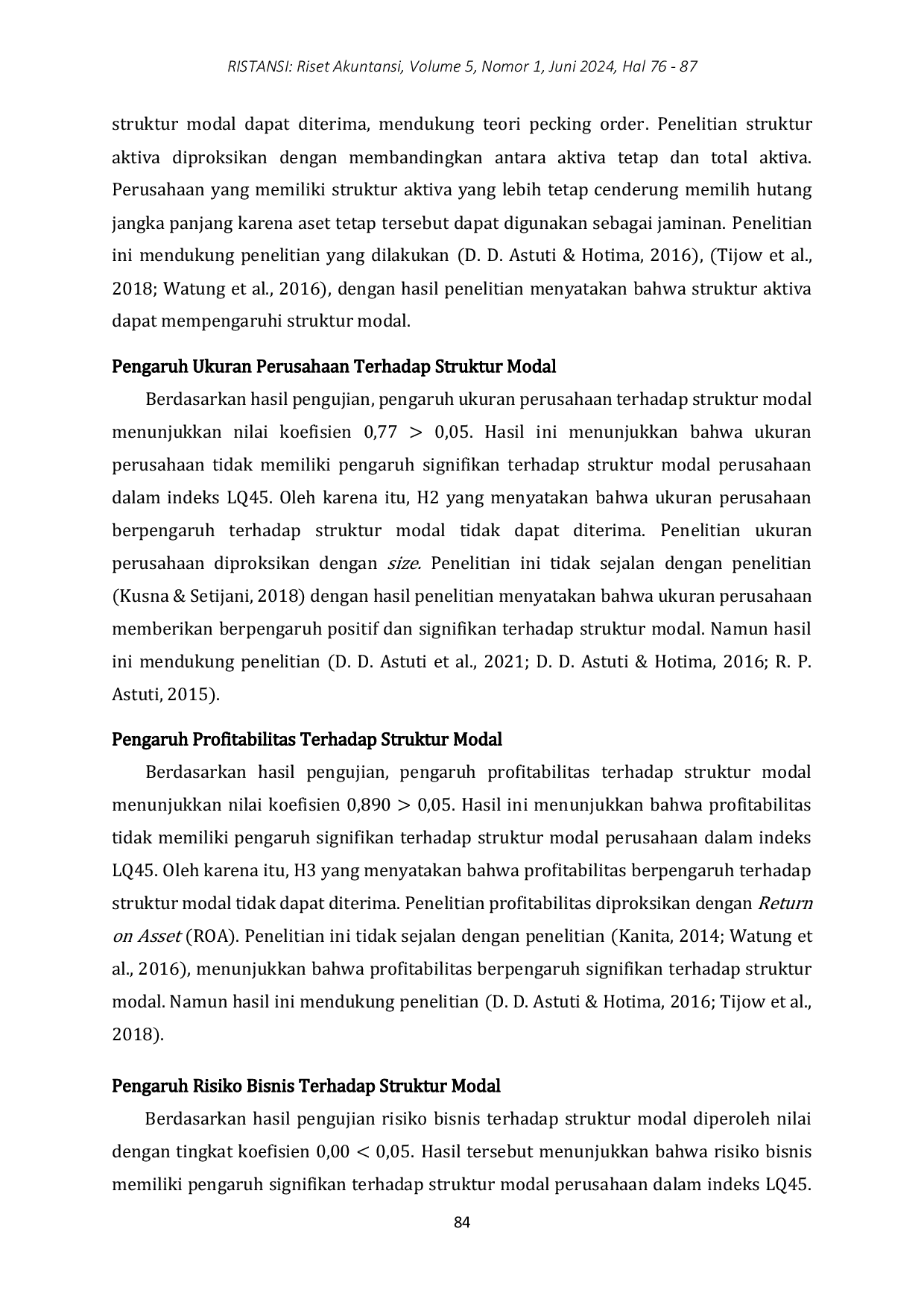 JURIS Analisis Faktor Faktor Yang Mempengaruhi Struktur Modal Pada Perusahaan Indeks Lq45 Di Bei Periode 2018 2022