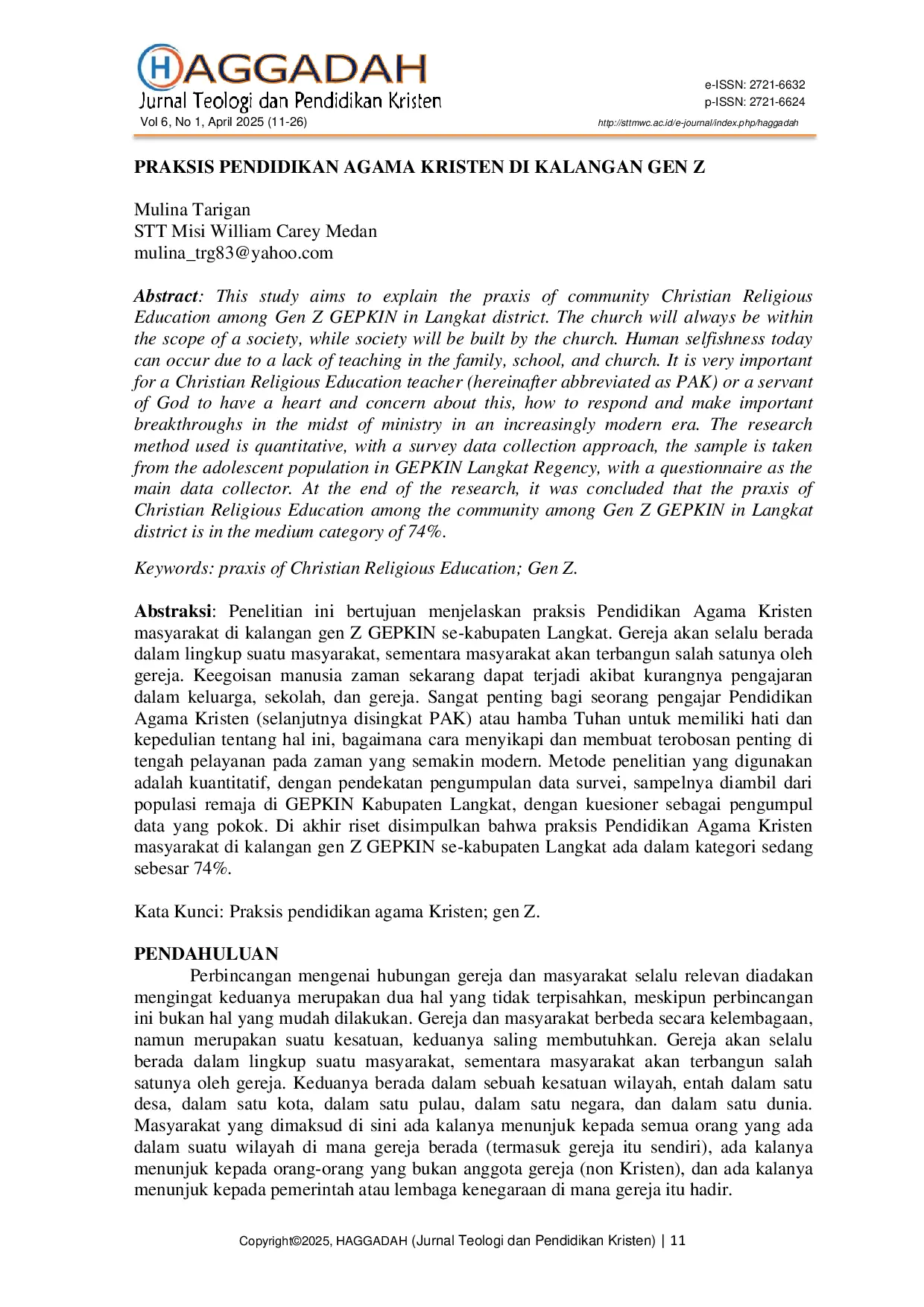 JURIS Praksis Pendidikan Agama Kristen di Kalangan Gen Z