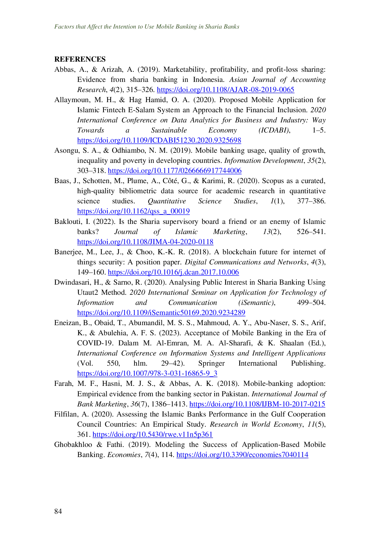 JURIS Factors That Affect the Intention to Use Mobile Banking in Sharia Banks