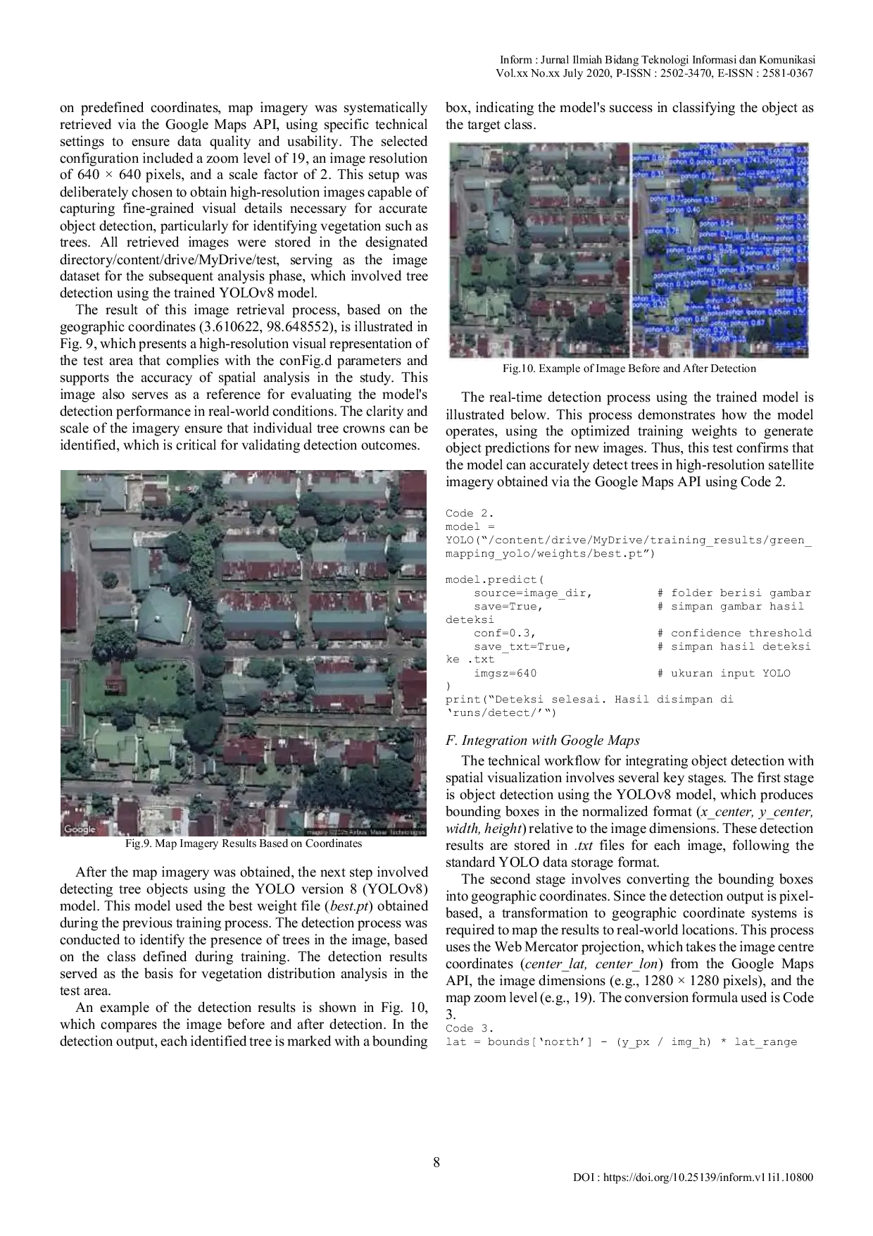 JURIS Integration of Google Maps with the YOLO Method for Urban Greening Monitoring
