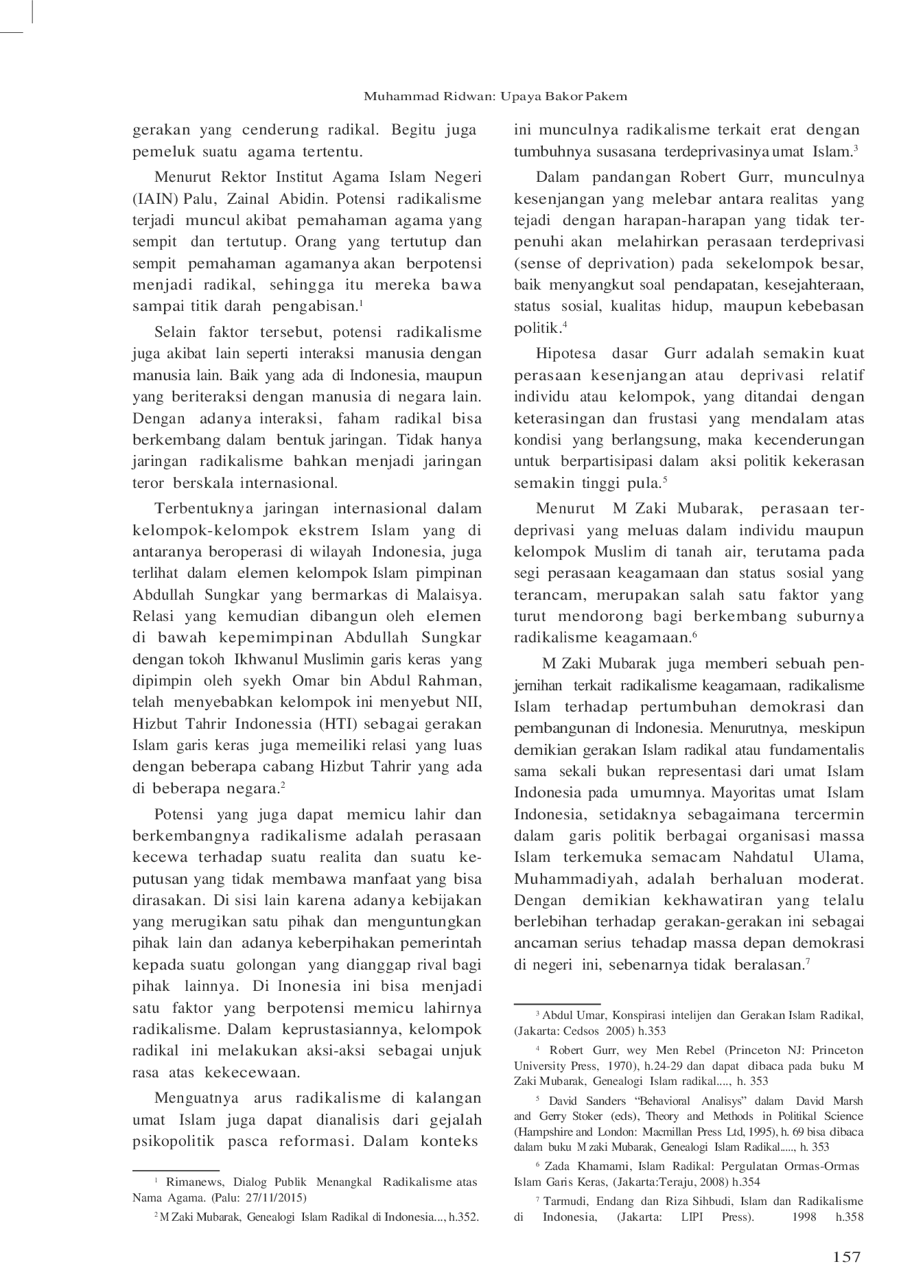 JURIS Upaya Bakor Pakem Dalam Mencegah Perkembangan Potensi Radikalisme di Kabupaten Kepahiang