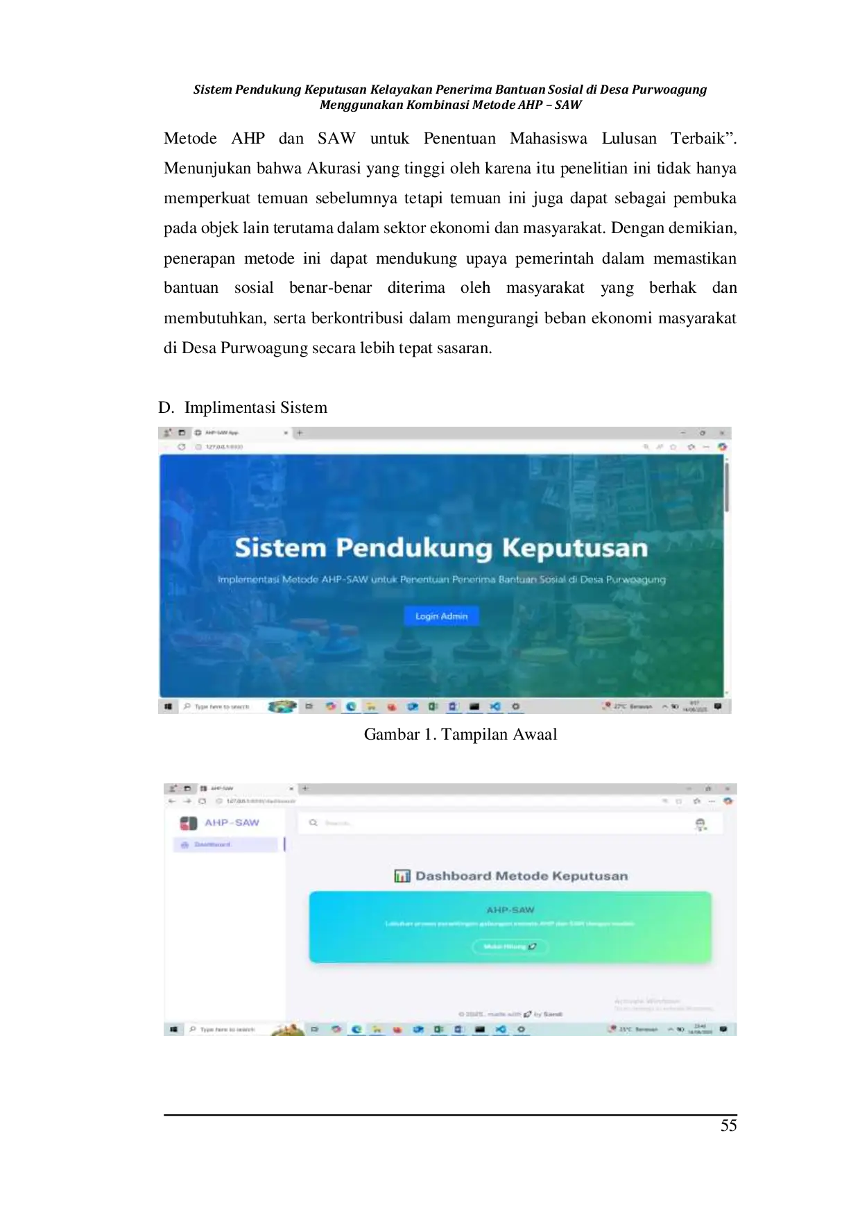 JURIS Sistem Pendukung Keputusan Kelayakan Penerima Bantuan Sosial di Desa Purwoagung Menggunakan Kombinasi Metode AHP SAW