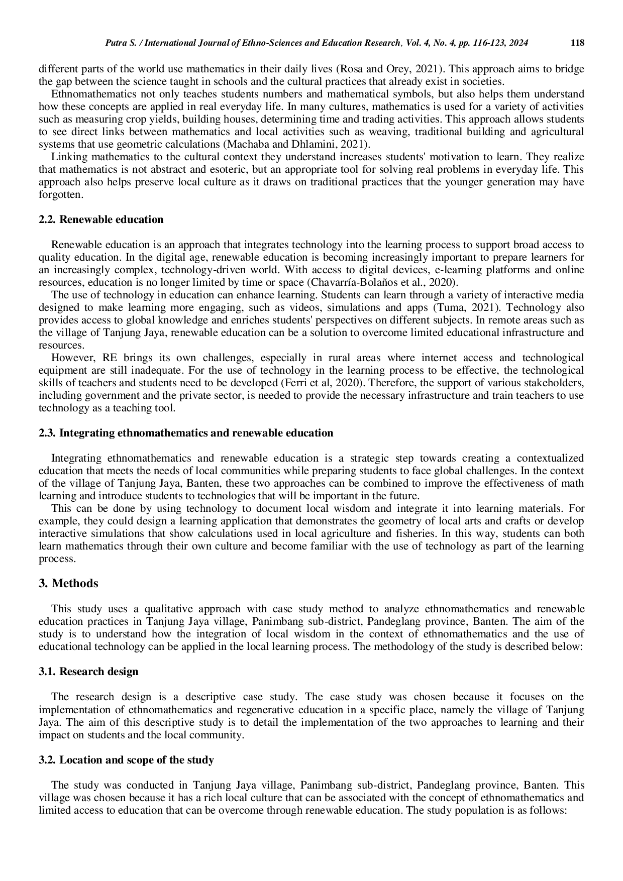 JURIS Ethnomathematics and Renewable Education in the Village of Tanjungjaya Village Panimbang District Pandeglang Regency Banten