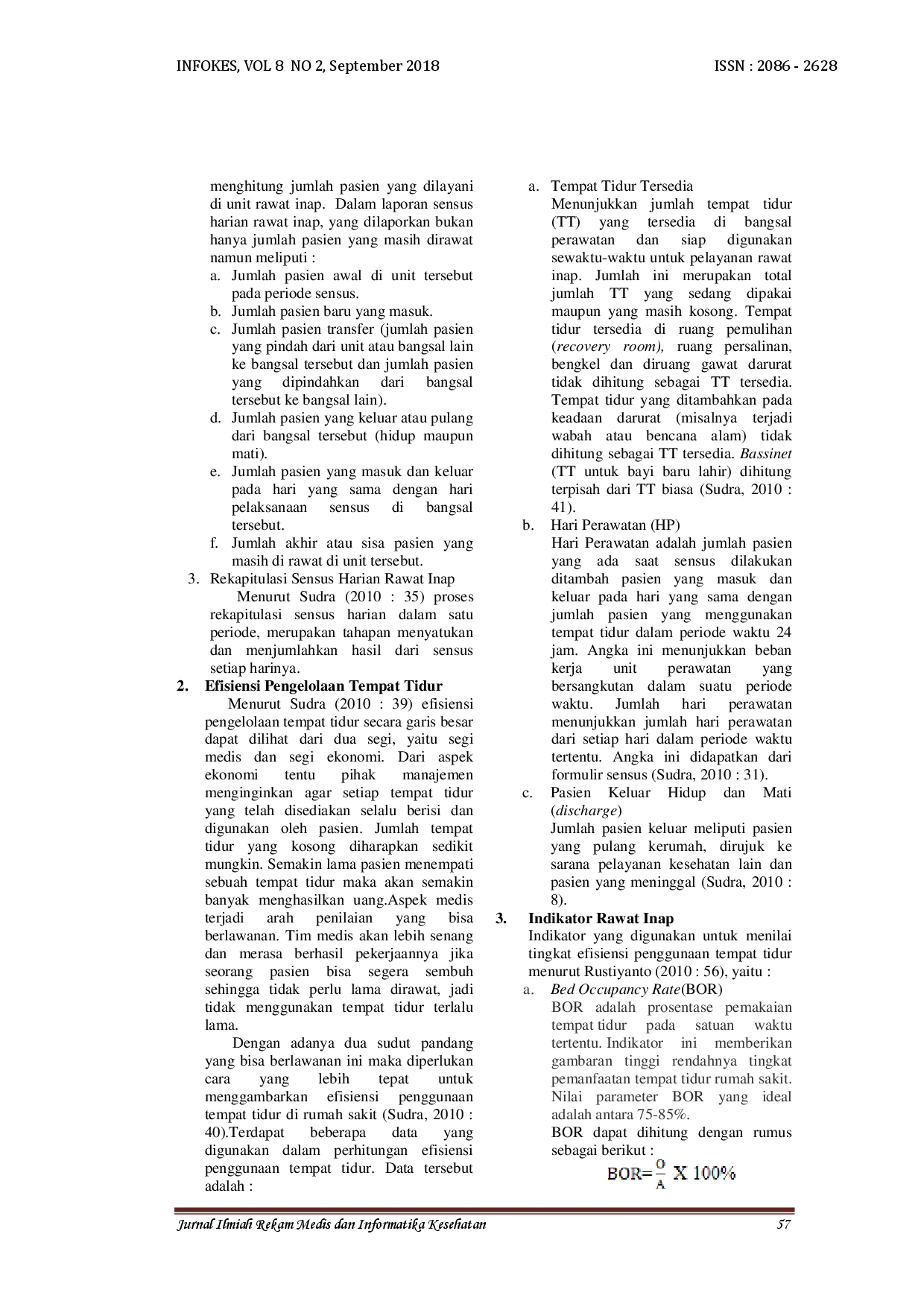 juris Efisiensi Pengelolaan Tempat Tidur Rawat Inap Per Bulan Berdasarkan Indikator Barber Johnson di RSUI Yakssi Gemolong Sragen 2017