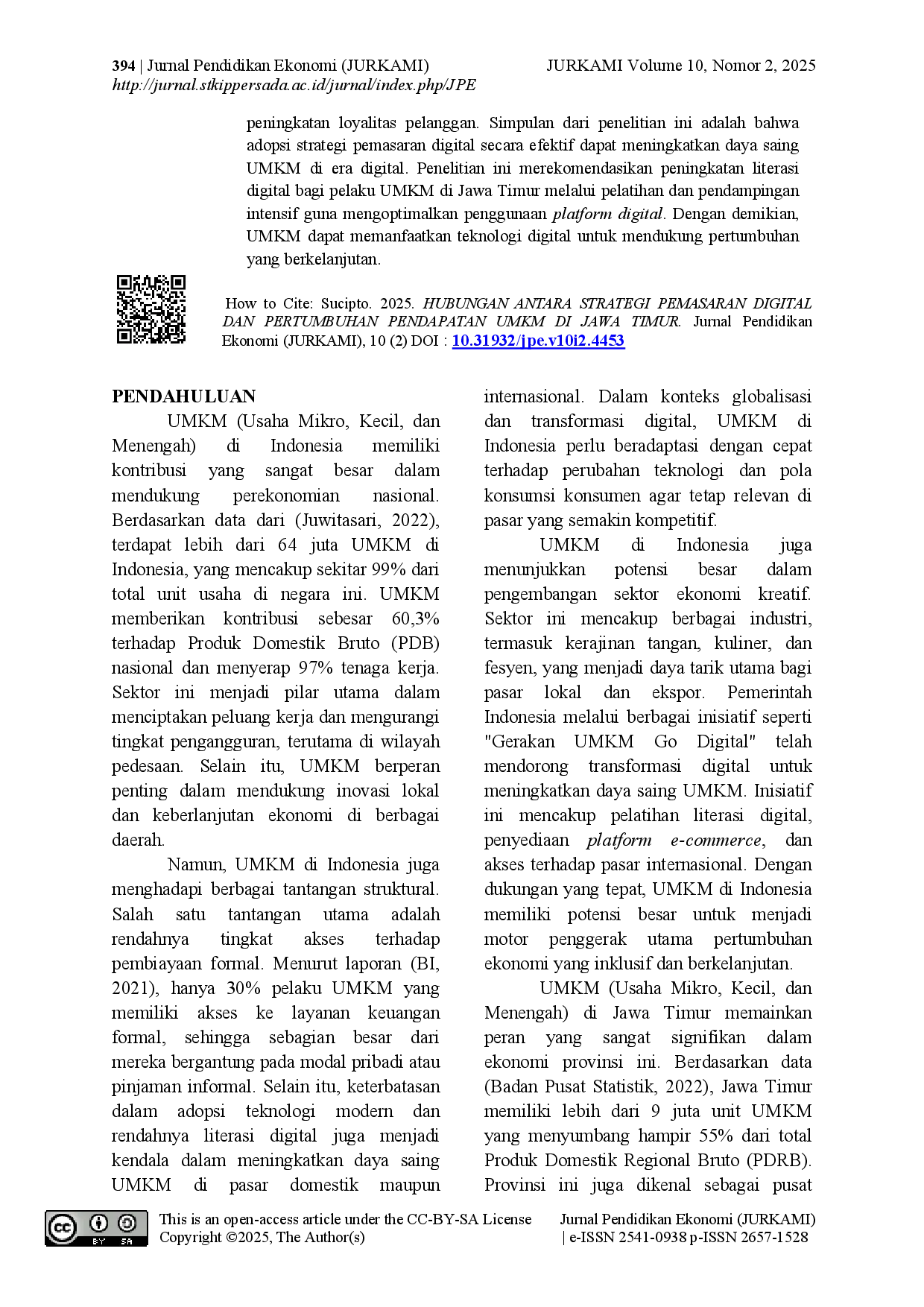juris Hubungan Antara Strategi Pemasaran Digital dan Pertumbuhan Pendapatan UMKM di Jawa Timur