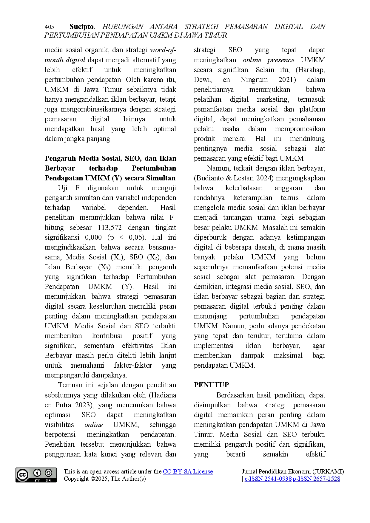 juris Hubungan Antara Strategi Pemasaran Digital dan Pertumbuhan Pendapatan UMKM di Jawa Timur