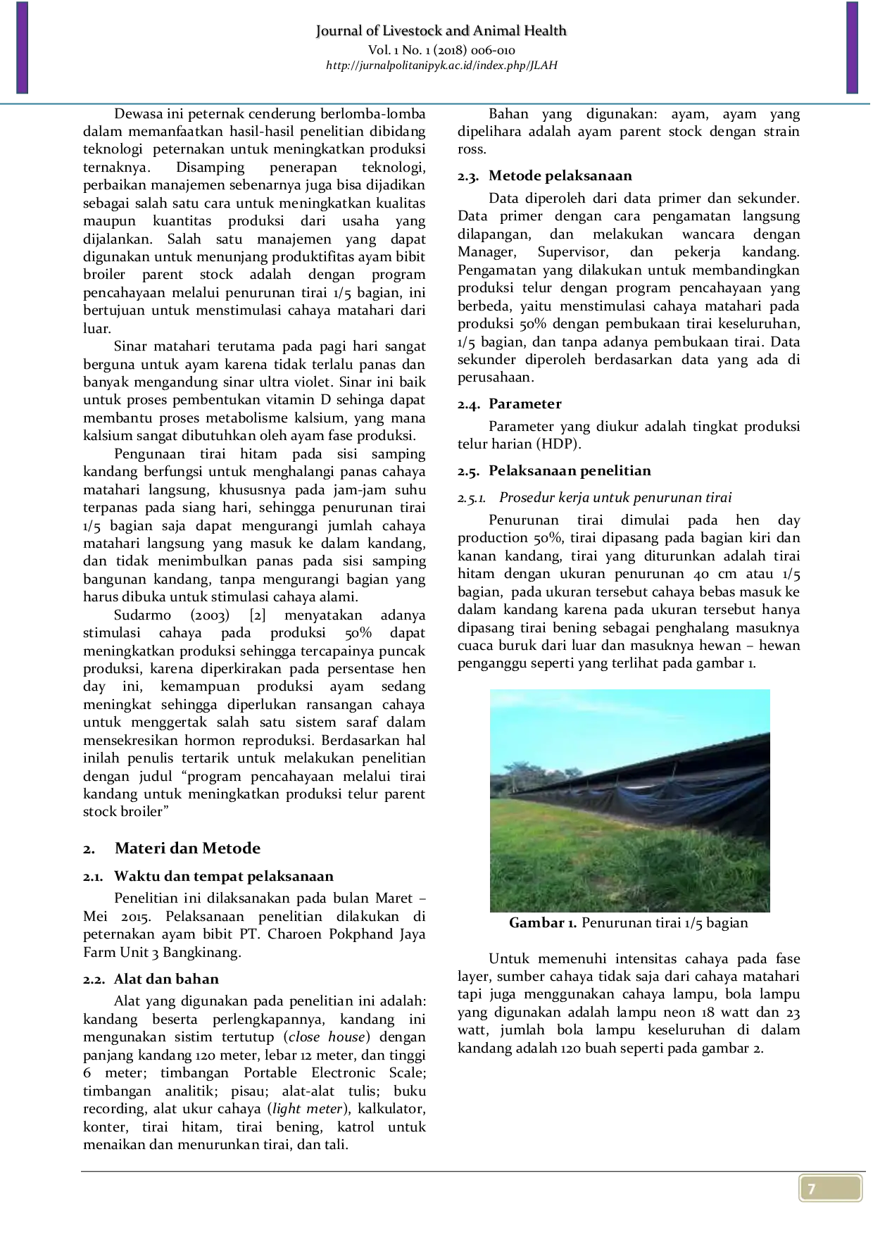 JURIS Program Pencahayaan Melalui Tirai Kandang Untuk Meningkatkan Produksi Telur Parent Stock Broiler