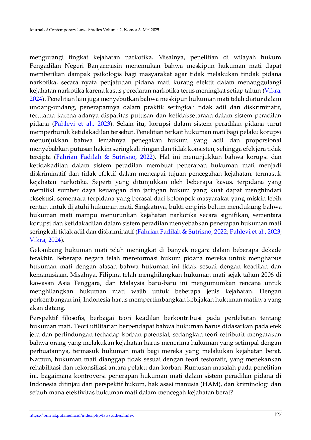 JURIS Kontroversi Hukuman Mati dalam Sistem Peradilan Pidana Dilihat dari Perspektif HAM Hak Asasi Manusia dan Kriminologi