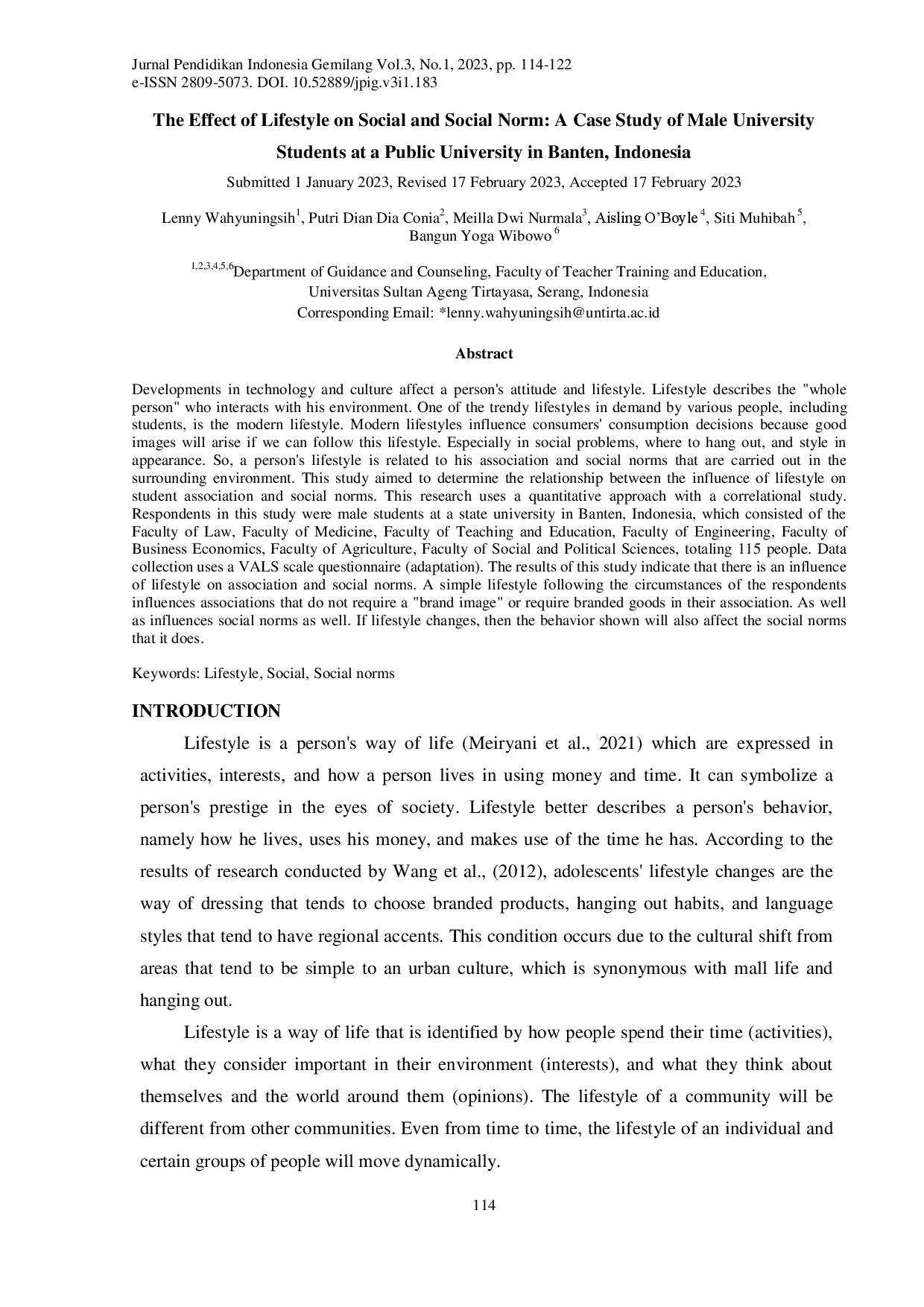 juris The Effect of Lifestyle on Social and Social Norm A Case Study of Male University Students at a Public University in Banten Indonesia