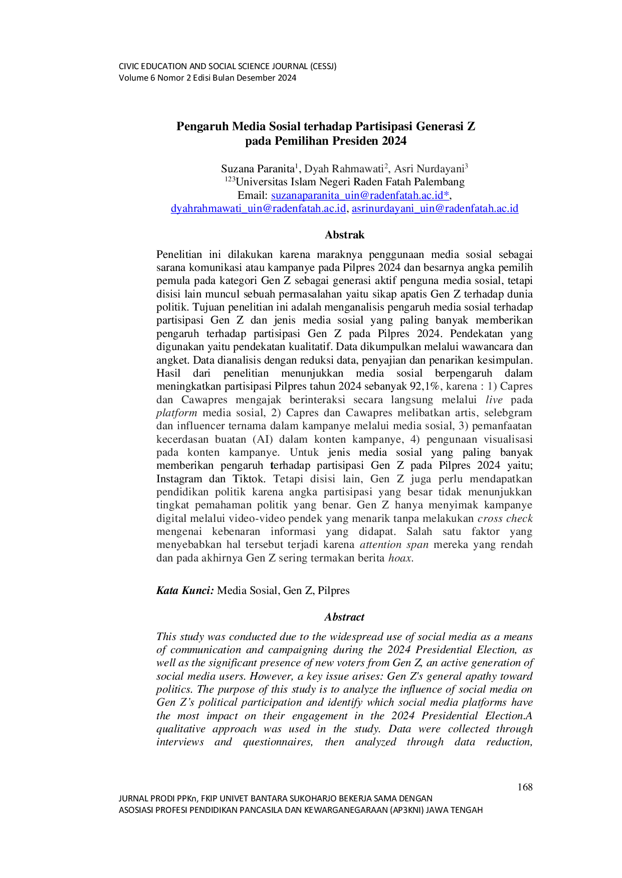 JURIS Pengaruh Media Sosial terhadap Partisipasi Generasi Z pada Pemilihan Presiden 2024