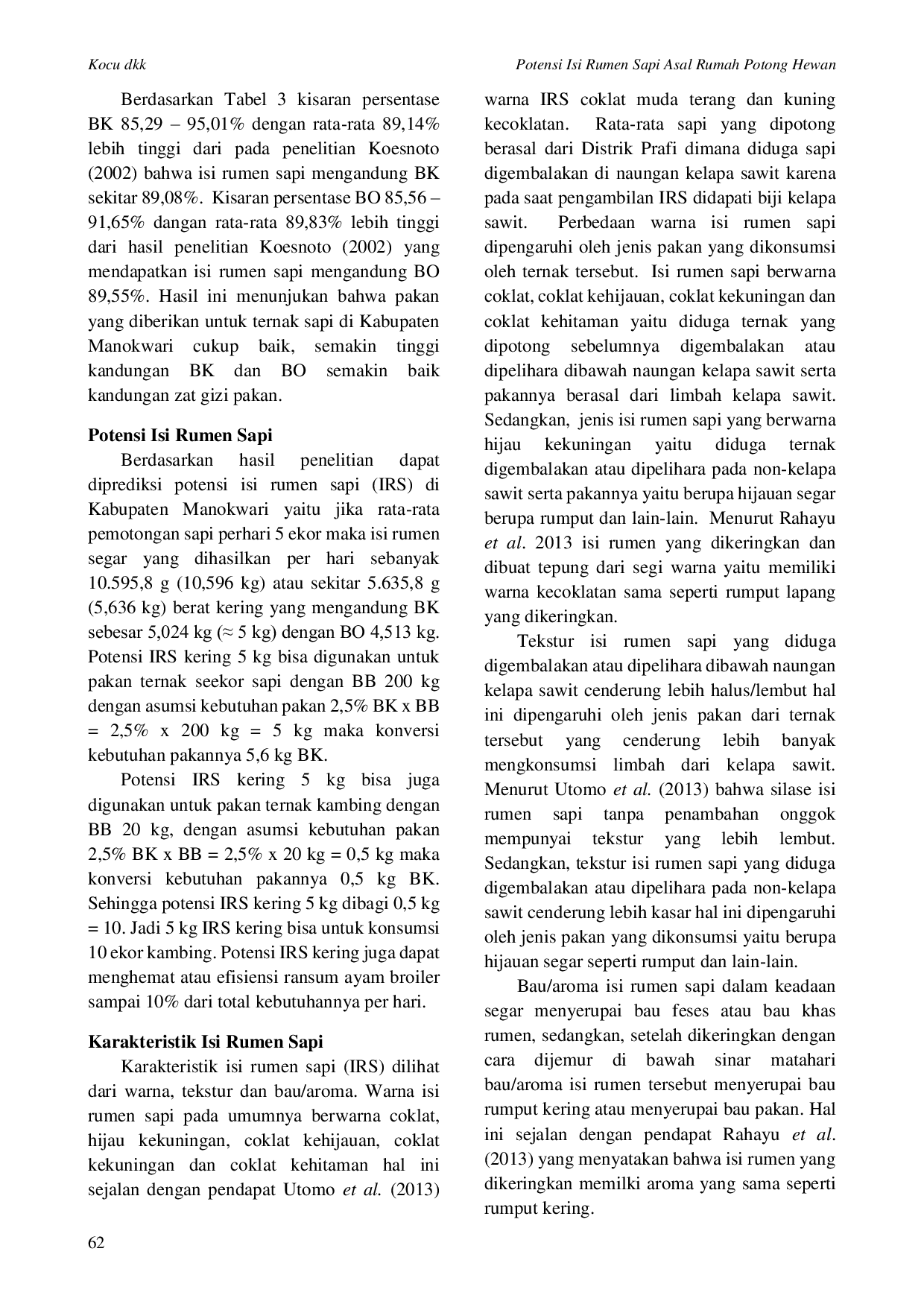 JURIS Potensi Isi Rumen Sapi Asal Rumah Potong Hewan Sebagai Pakan Ternak Ruminansia Di Kabupaten Manokwari