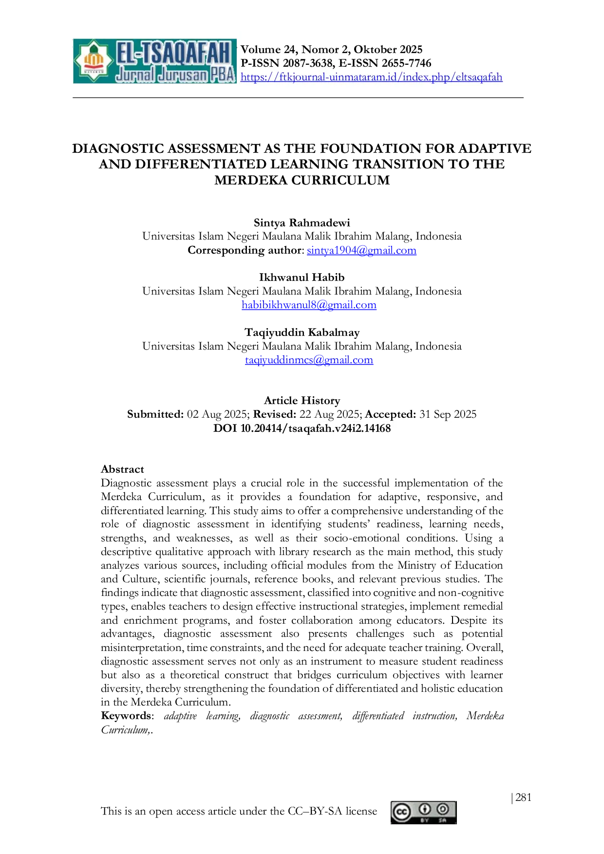 JURIS Diagnostic Assessment as the Foundation for Adaptive and Differentiated Learning Transition to the Merdeka Curriculum