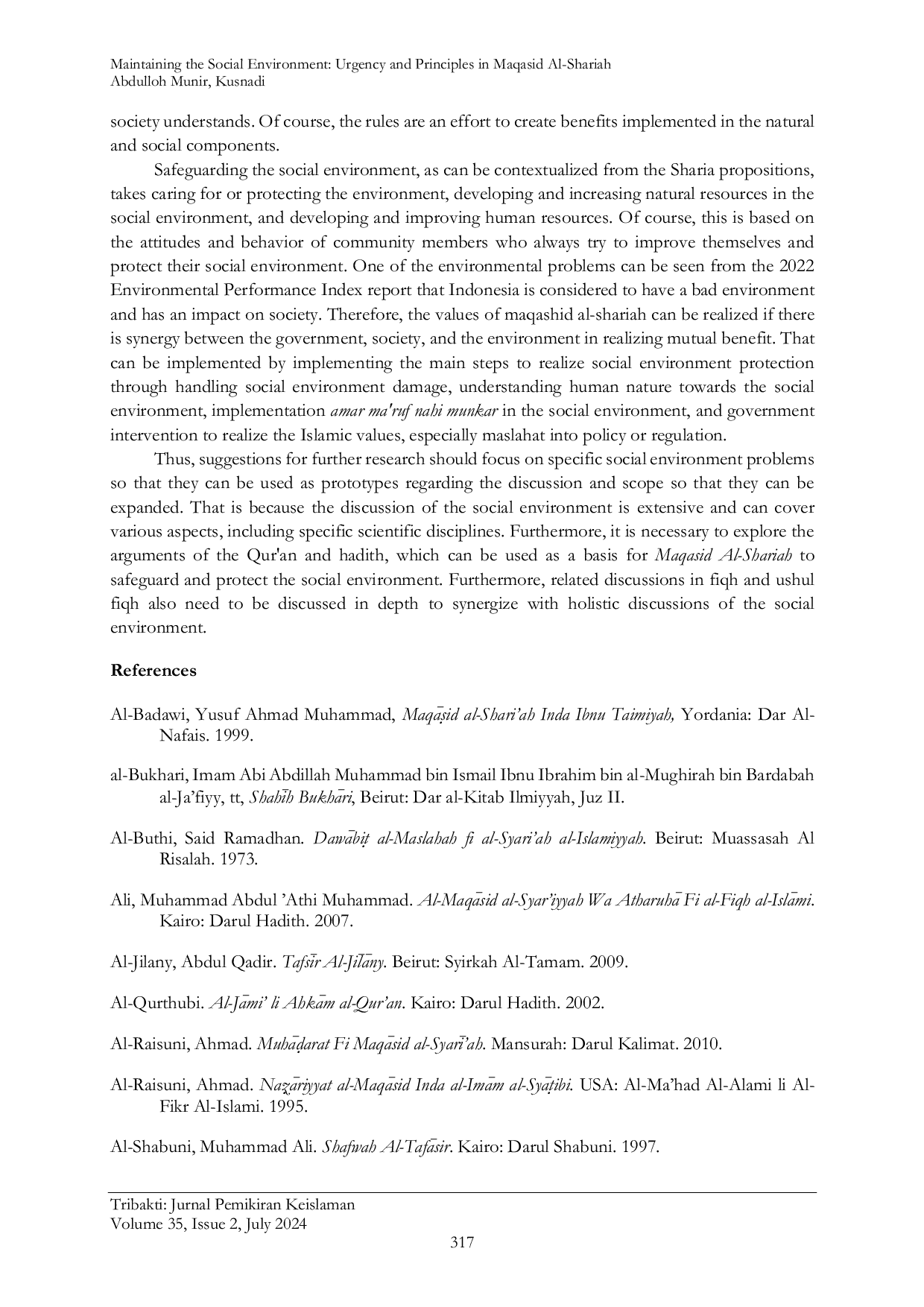 JURIS Maintaining the Social Environment Urgency and Principles in Maqasid Al Shariah