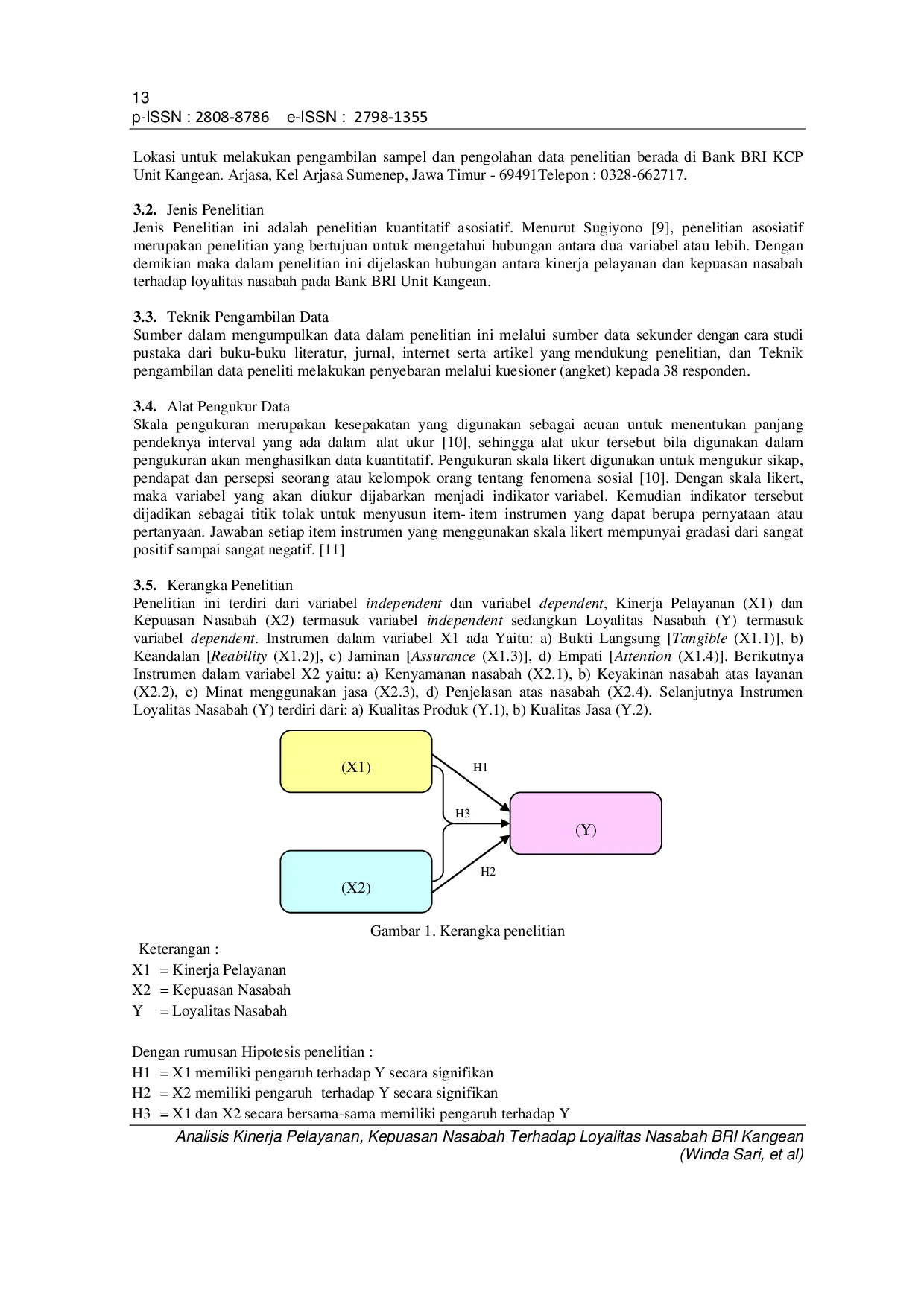 JURIS Analysis Of Service Performance Customer Satisfaction On Customer Loyalty BRI Kangean