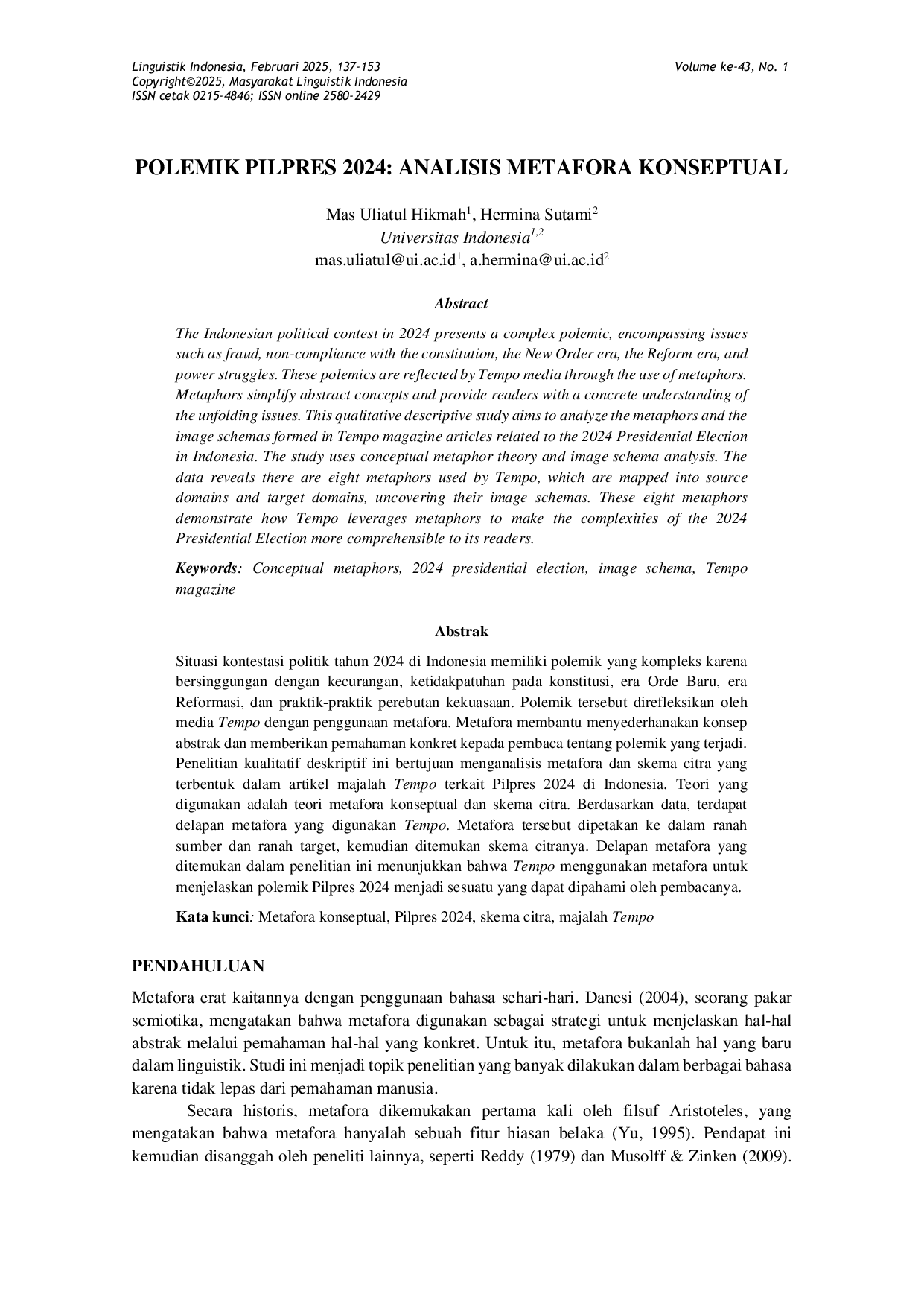 JURIS Polemik Pilpres 2024 Analisis Metafora Konseptual