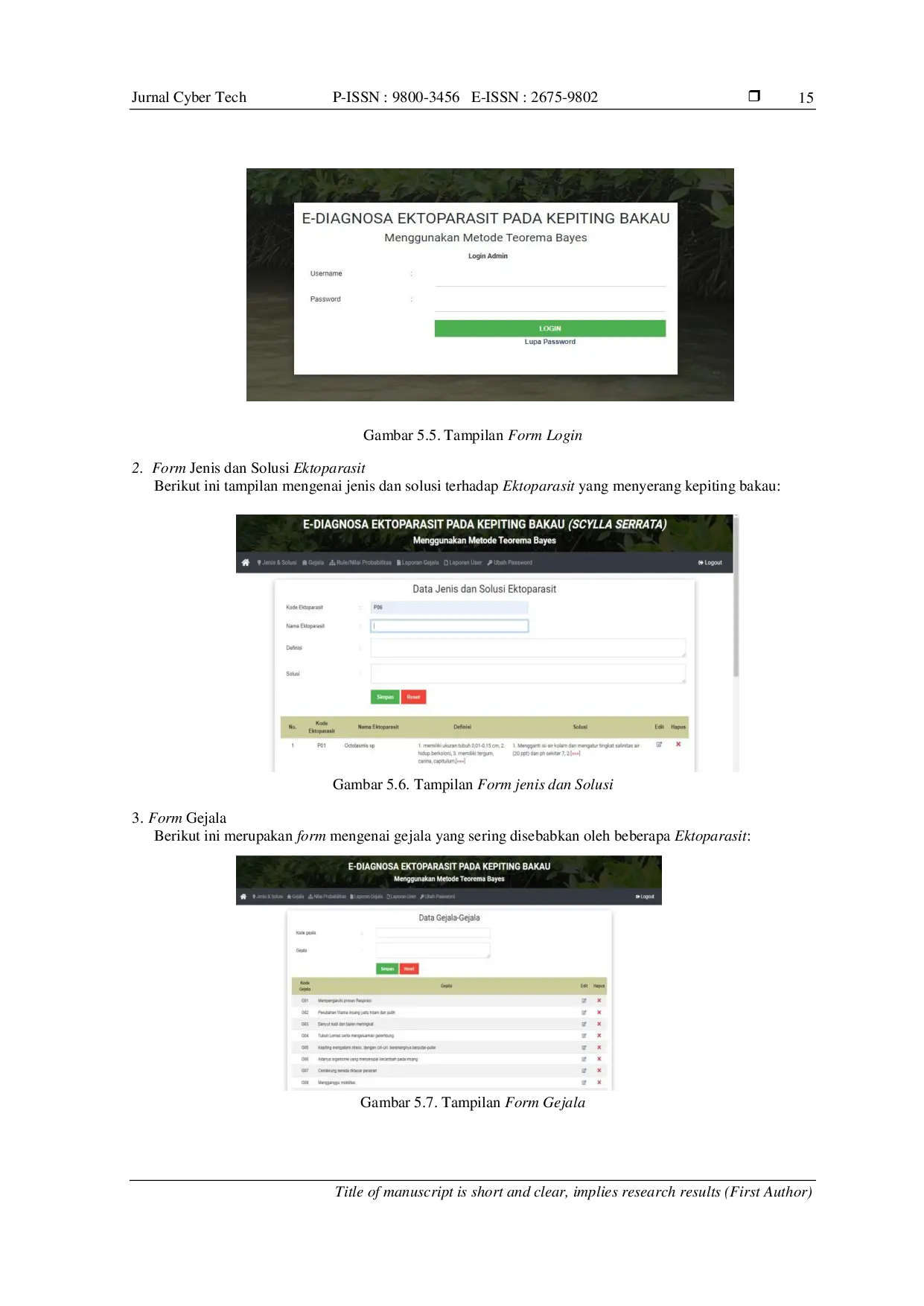 JURIS E Diagnosis Ektoparasit Pada Kepiting Bakau Scylla Serrata Dengan Menggunakan Metode Teorema Bayes