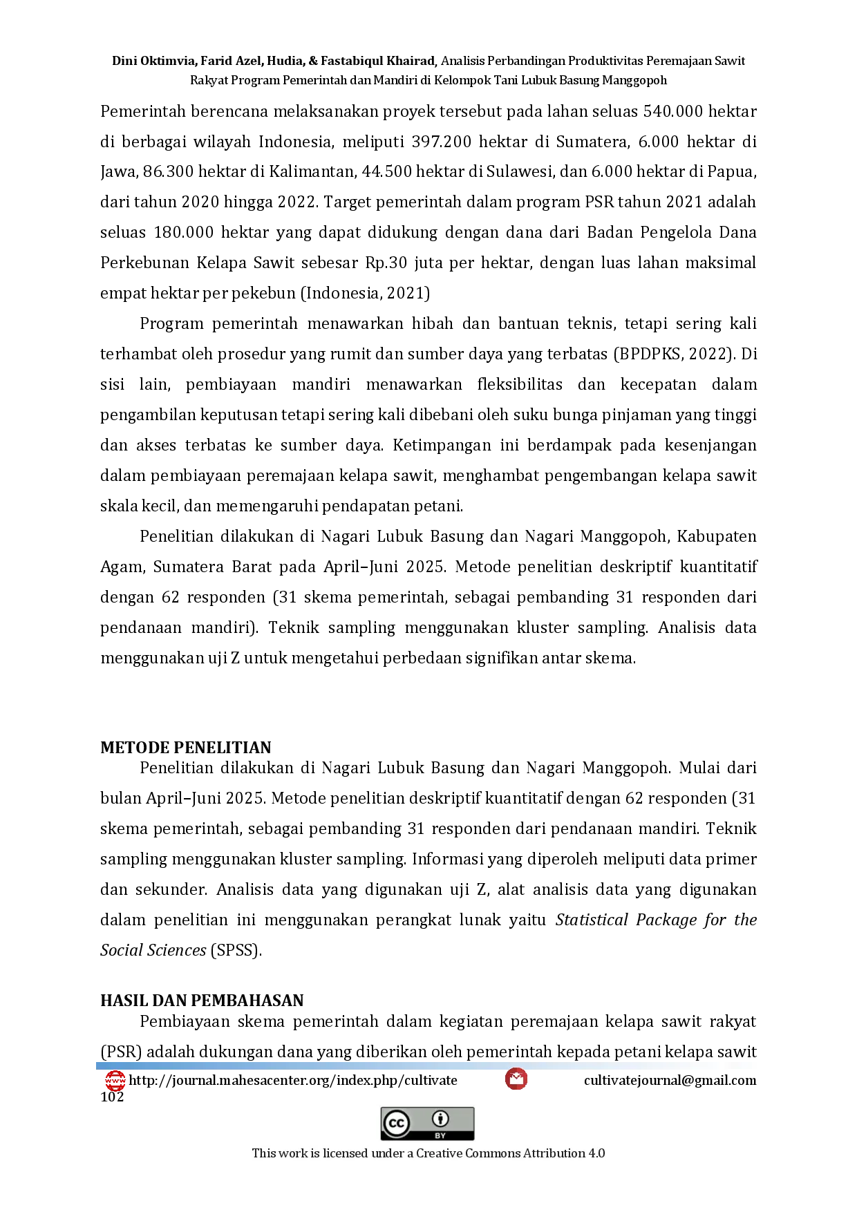 juris Analisis Perbandingan Pembiayaan Peremajaan Kelapa Sawit Rakyat Skema Pemerintah vs Pendanaan Mandiri Studi Kasus Kelompok Tani Lubuk Basung Manggopoh