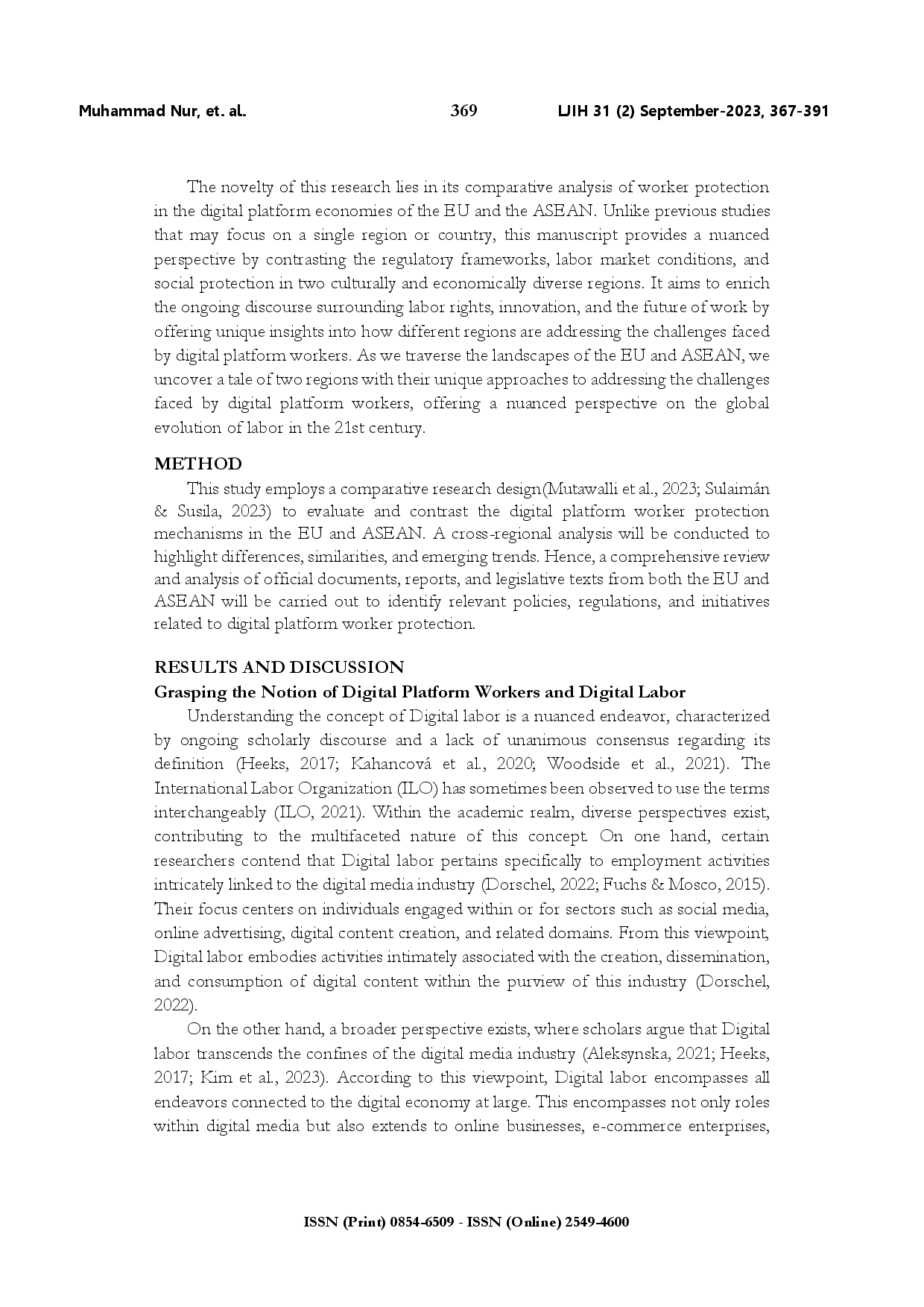 juris A comparative assessment of digital platform worker protection in the EU and ASEAN