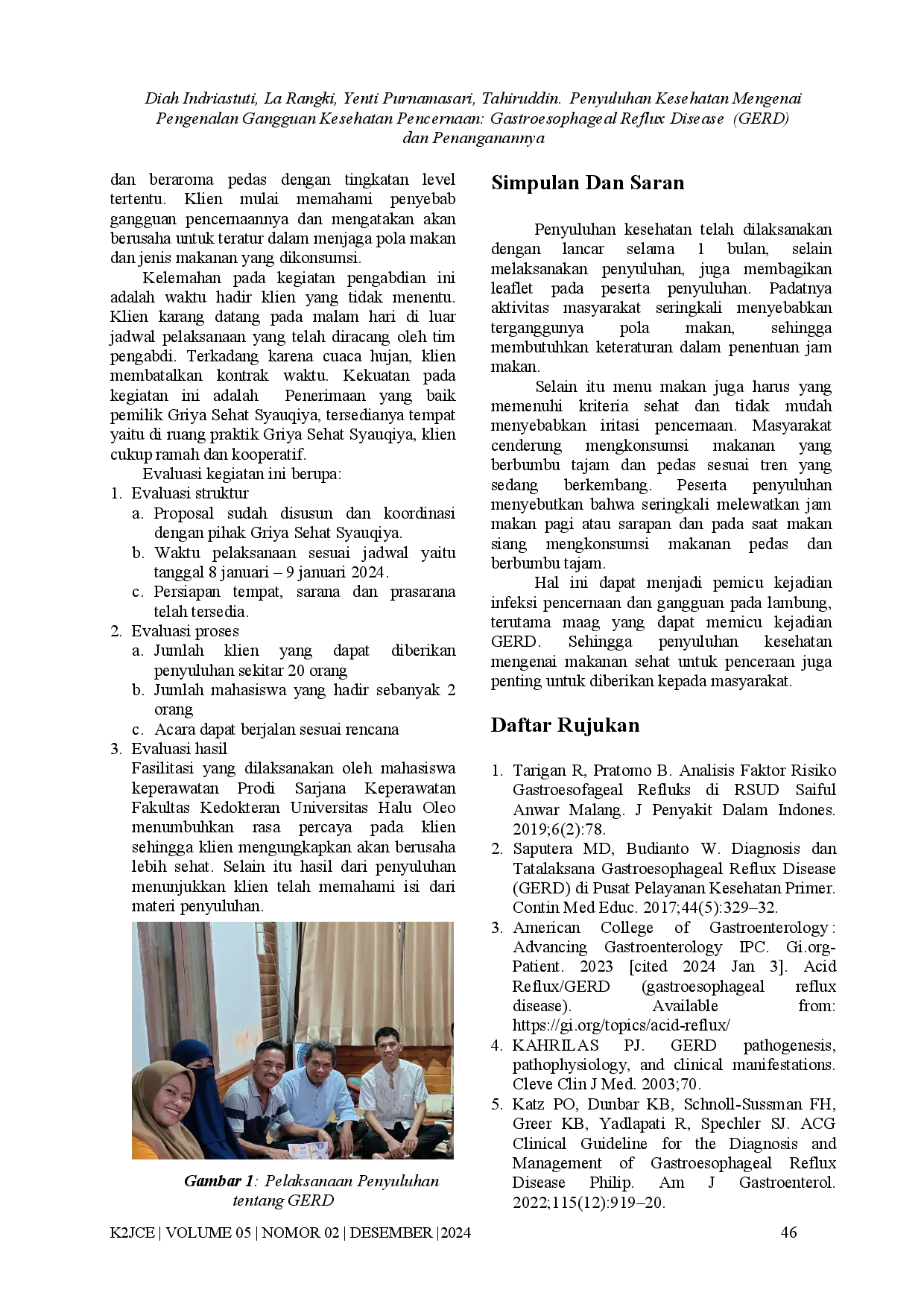 juris Penyuluhan Kesehatan Mengenai Pengenalan Gangguan Kesehatan Pencernaan Gastroesophageal Reflux Disease GERD Dan Penanganannya