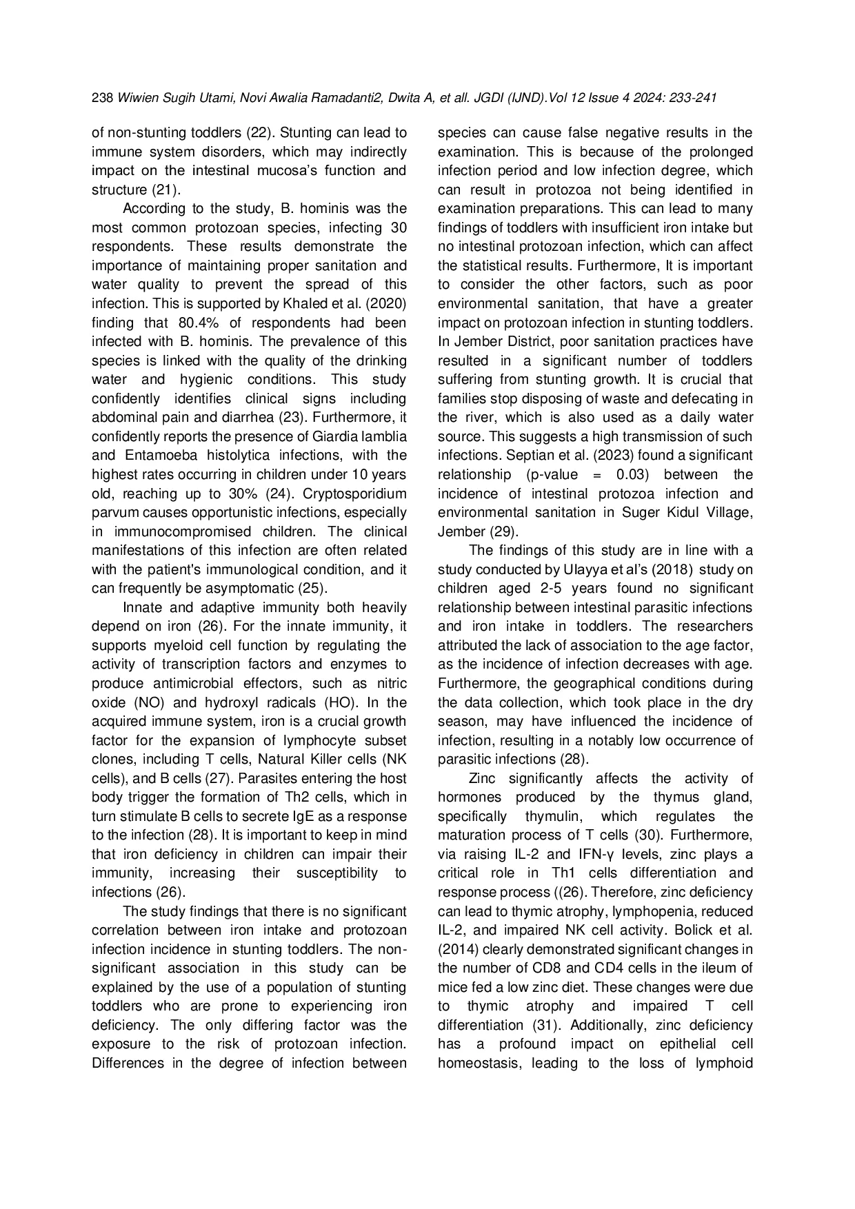 JURIS Effect Of Micronutrient Deficiency On Protozoal Infection In Stunting Toddler