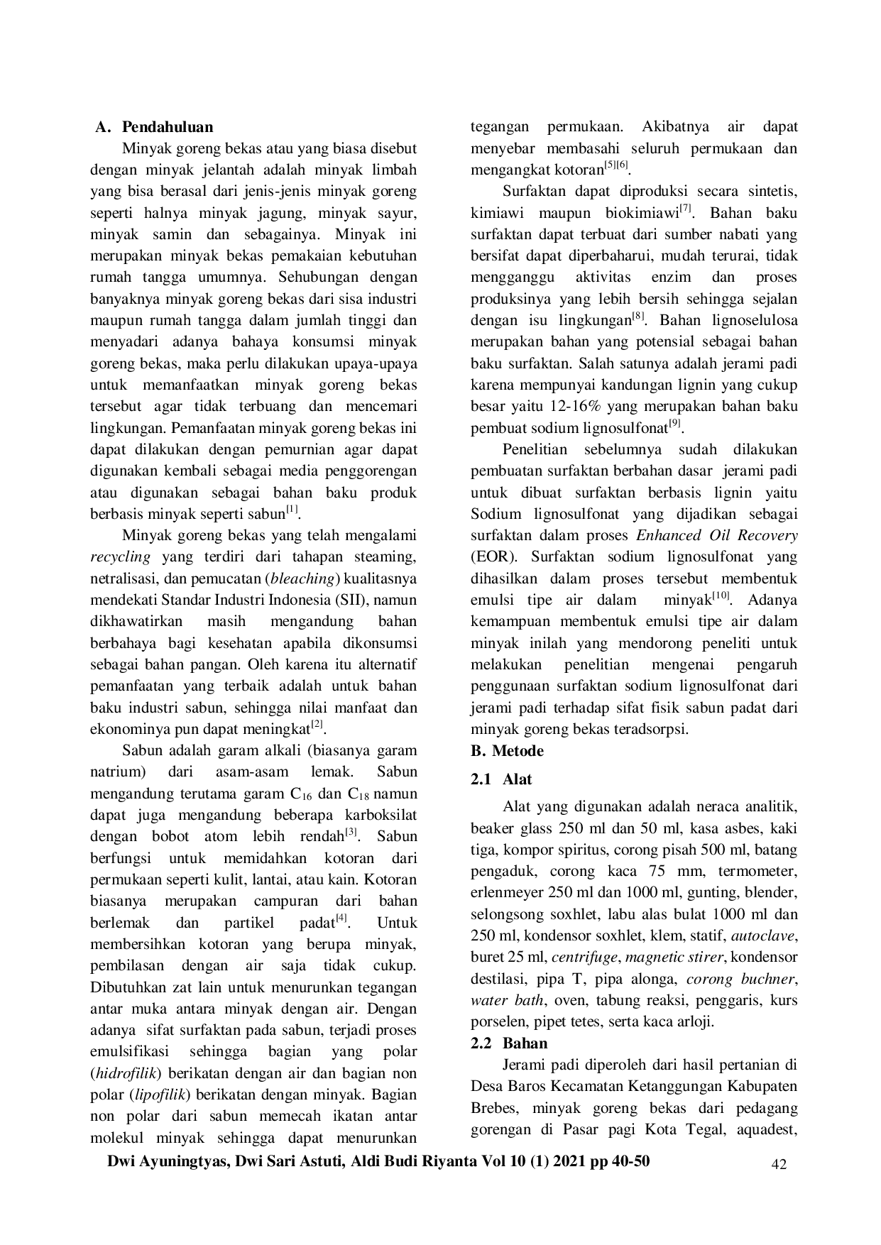 JURIS Kemampuan Jerami Padi Sebagai Alternatif Surfaktan Alami Dalam Pembuatan Sabun Padat Berbasis Minyak Goreng Bekas