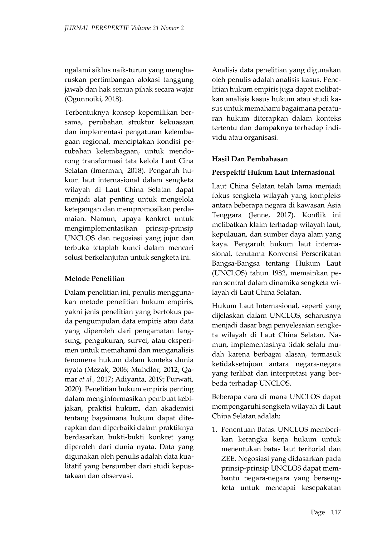 JURIS Pengaruh Hukum Laut Internasional Terhadap Sengketa Wilayah Maritim Di Laut China Selatan