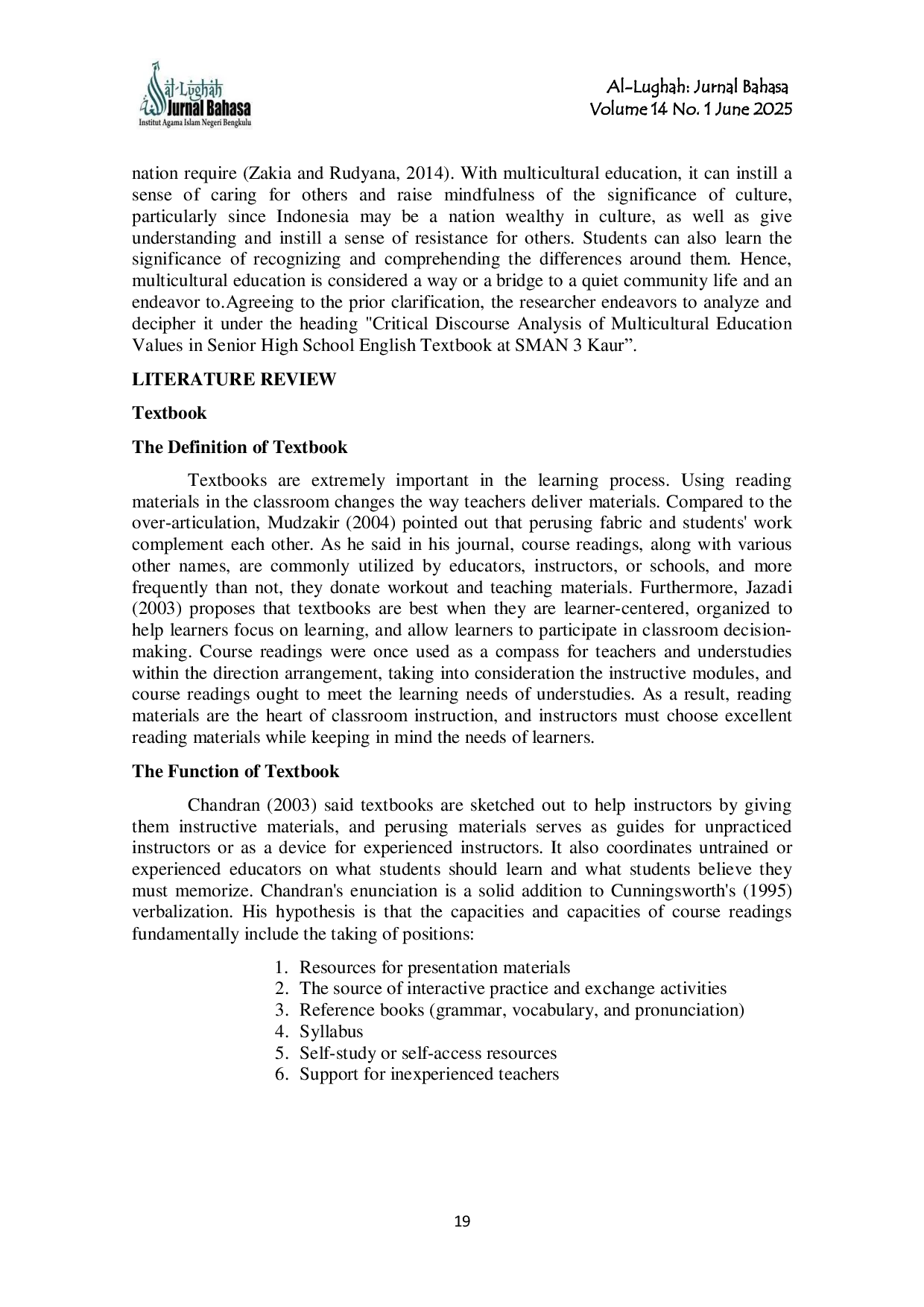 JURIS Critical Discourse Analysis of Multicultural Education Values in Senior High School English Textbook at SMAN 3 Kaur