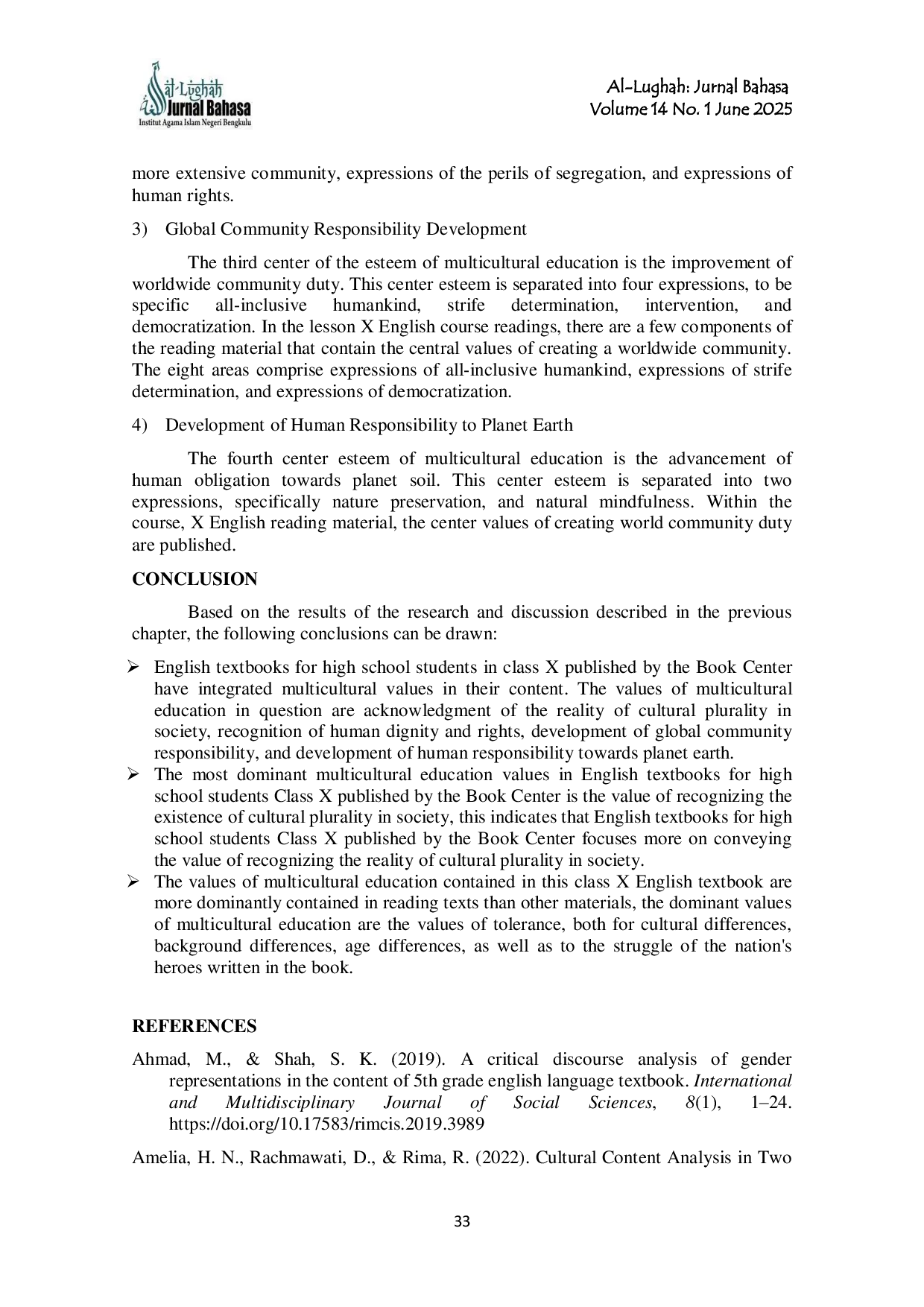 JURIS Critical Discourse Analysis of Multicultural Education Values in Senior High School English Textbook at SMAN 3 Kaur