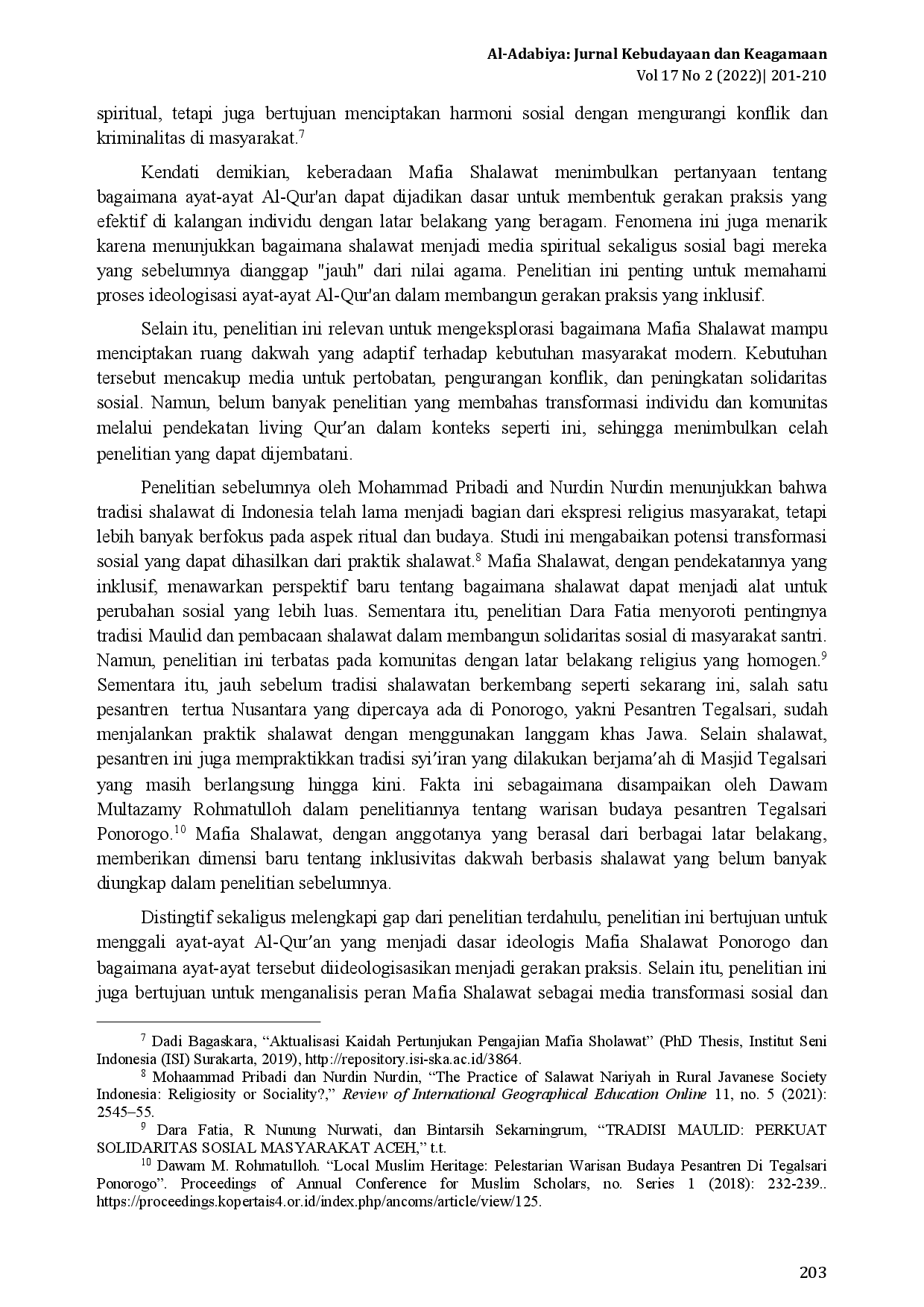juris Living Qur an Transformasi Sosial dan Spiritualitas Ideologisasi Shalawat dalam Komunitas Mafia Shalawat Ponorogo