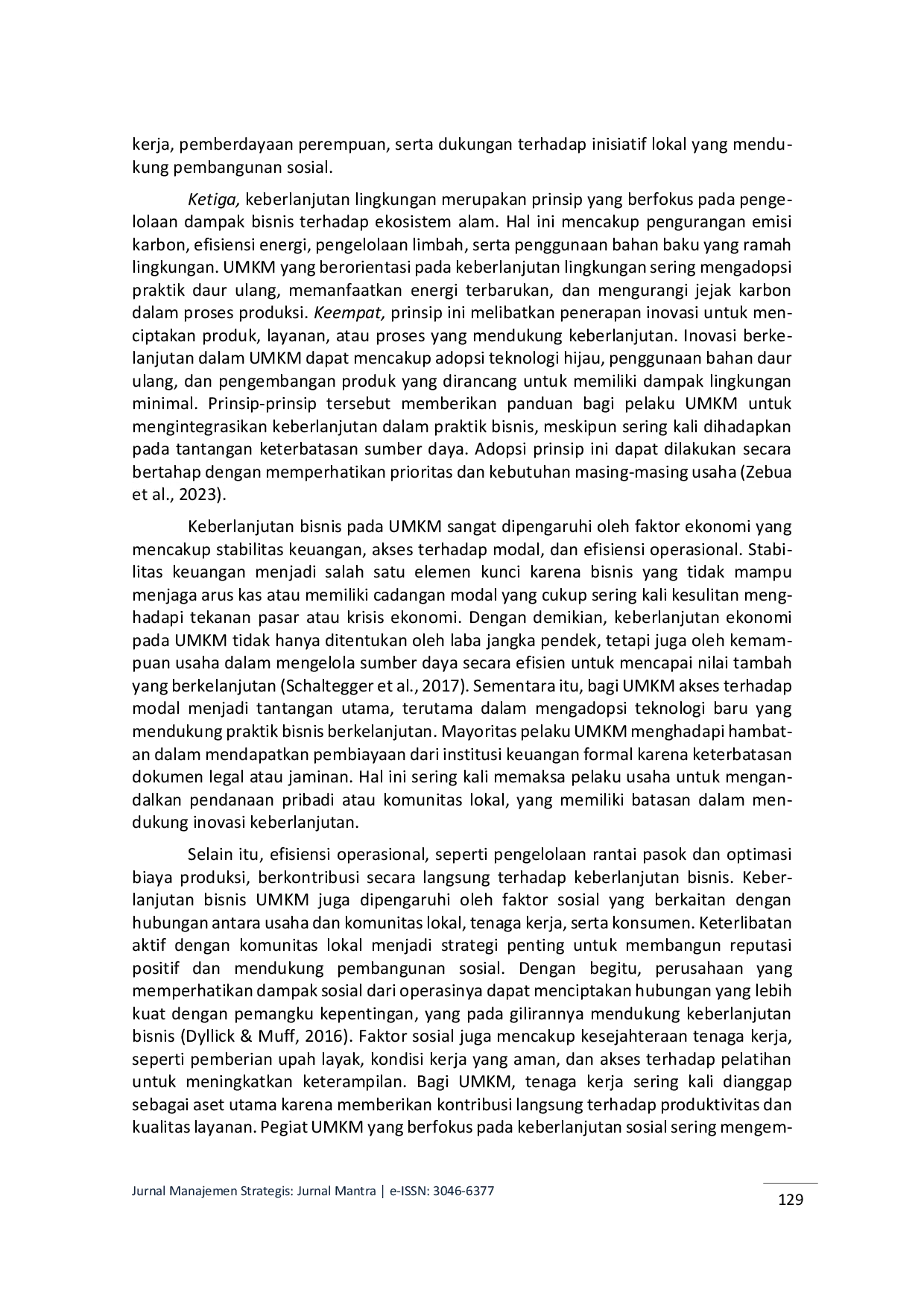 JURIS Studi Fenomenologi Konsep Bisnis Berkelanjutan dalam Konteks Pegiat UMKM