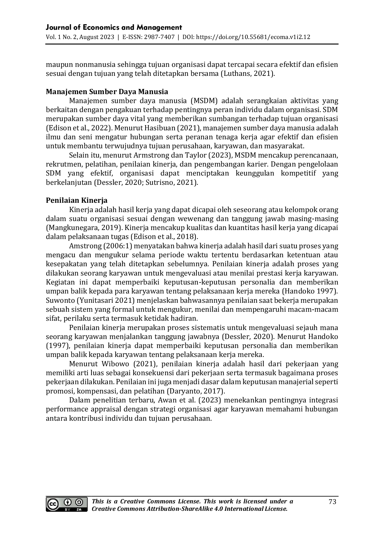 JURIS Analisis Penilaian Kinerja Karyawan pada PT La Vida Herculon