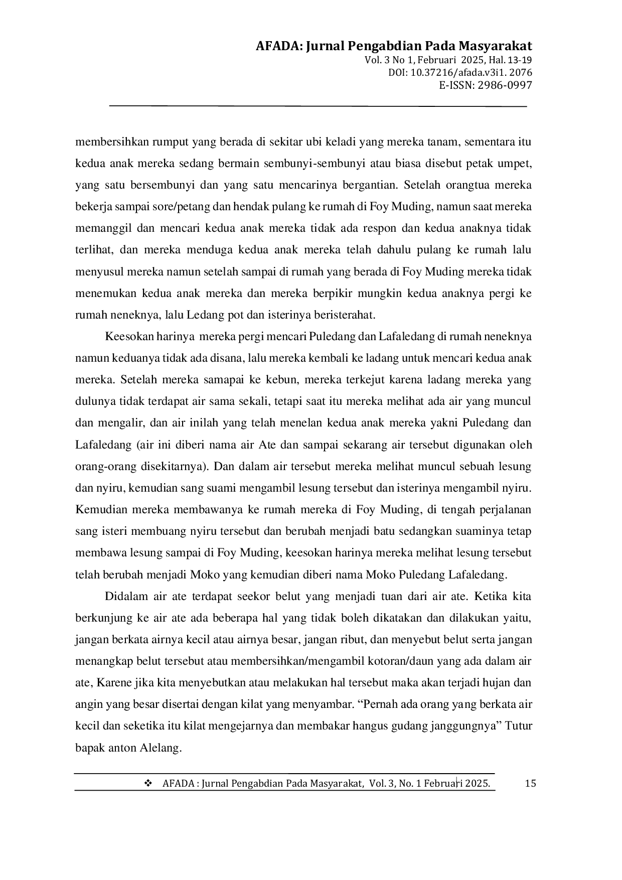 JURIS Asal Usul Terbentuknya Air Ate Dan Moko Puledang Lafaledang Di Kampung Lama Omtel Kabupaten Alor