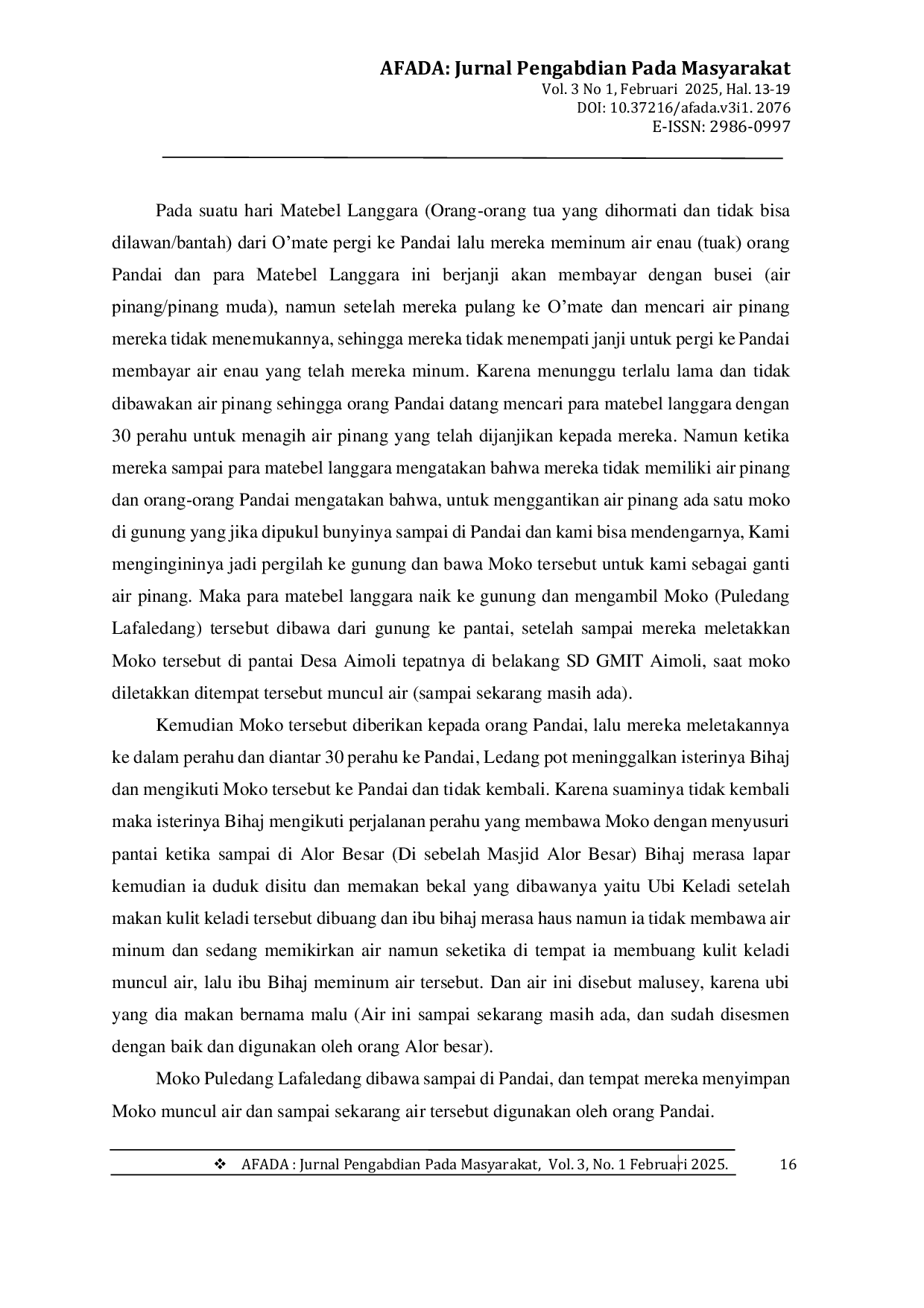 JURIS Asal Usul Terbentuknya Air Ate Dan Moko Puledang Lafaledang Di Kampung Lama Omtel Kabupaten Alor