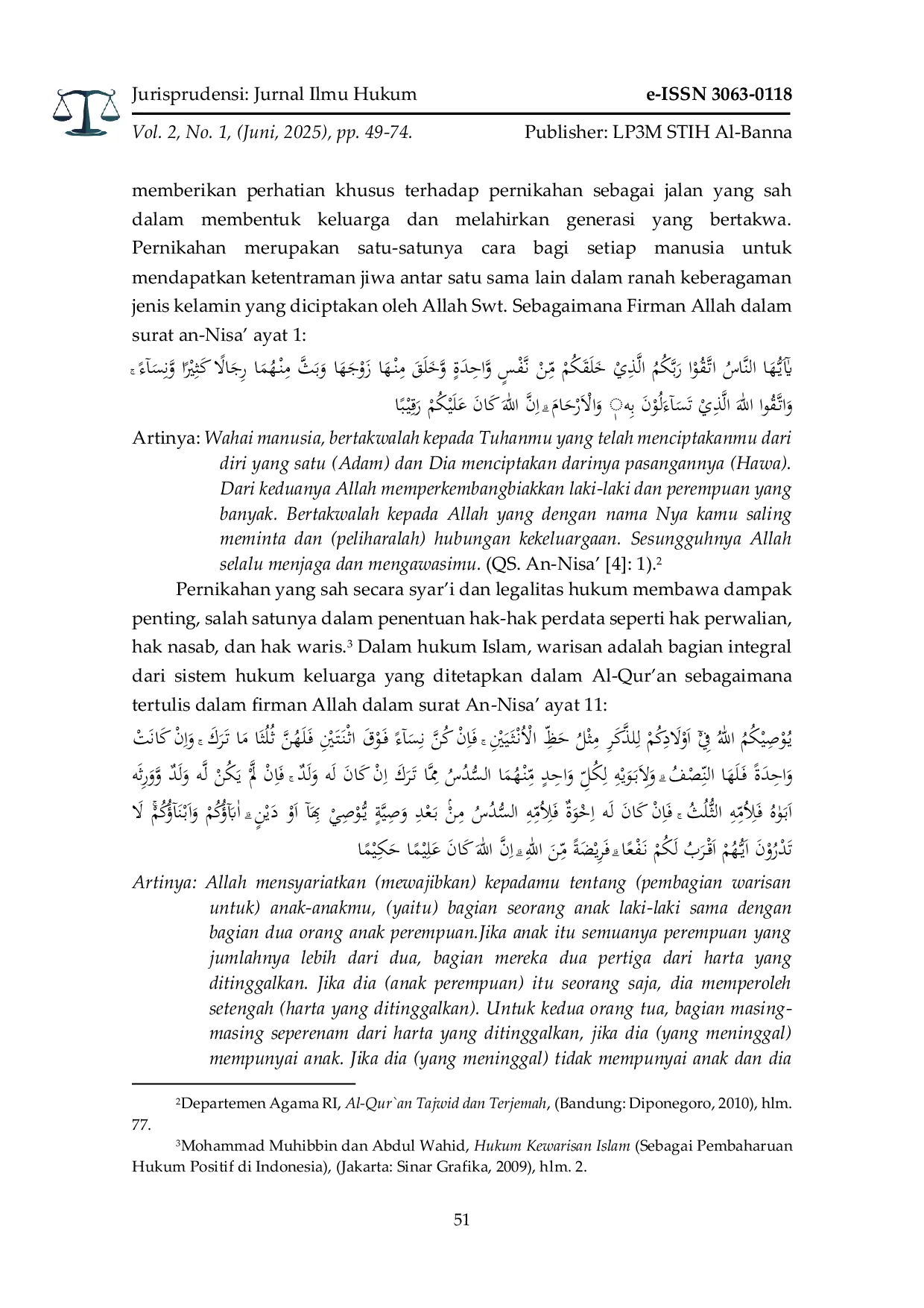 JURIS Kritik Hukum Islam Terhadap Warisan Anak Zina Analisis Putusan MK Nomor 46 PUU VIII 2010