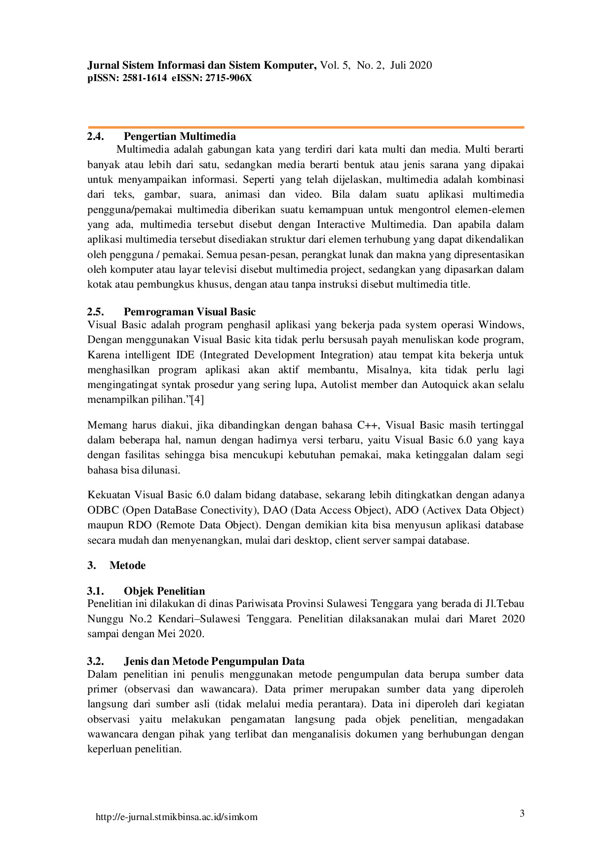 JURIS Perancangan Aplikasi Multimedia Obyek Wisata Sulawesi Tenggara